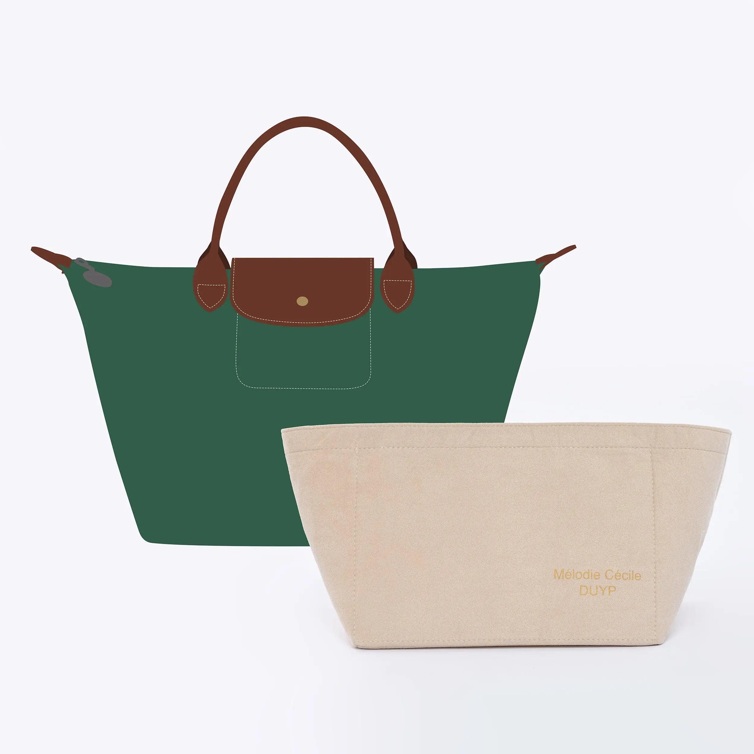 Suede Cotton Organizer for Le Pliage Tote S / M dressupyourpurse