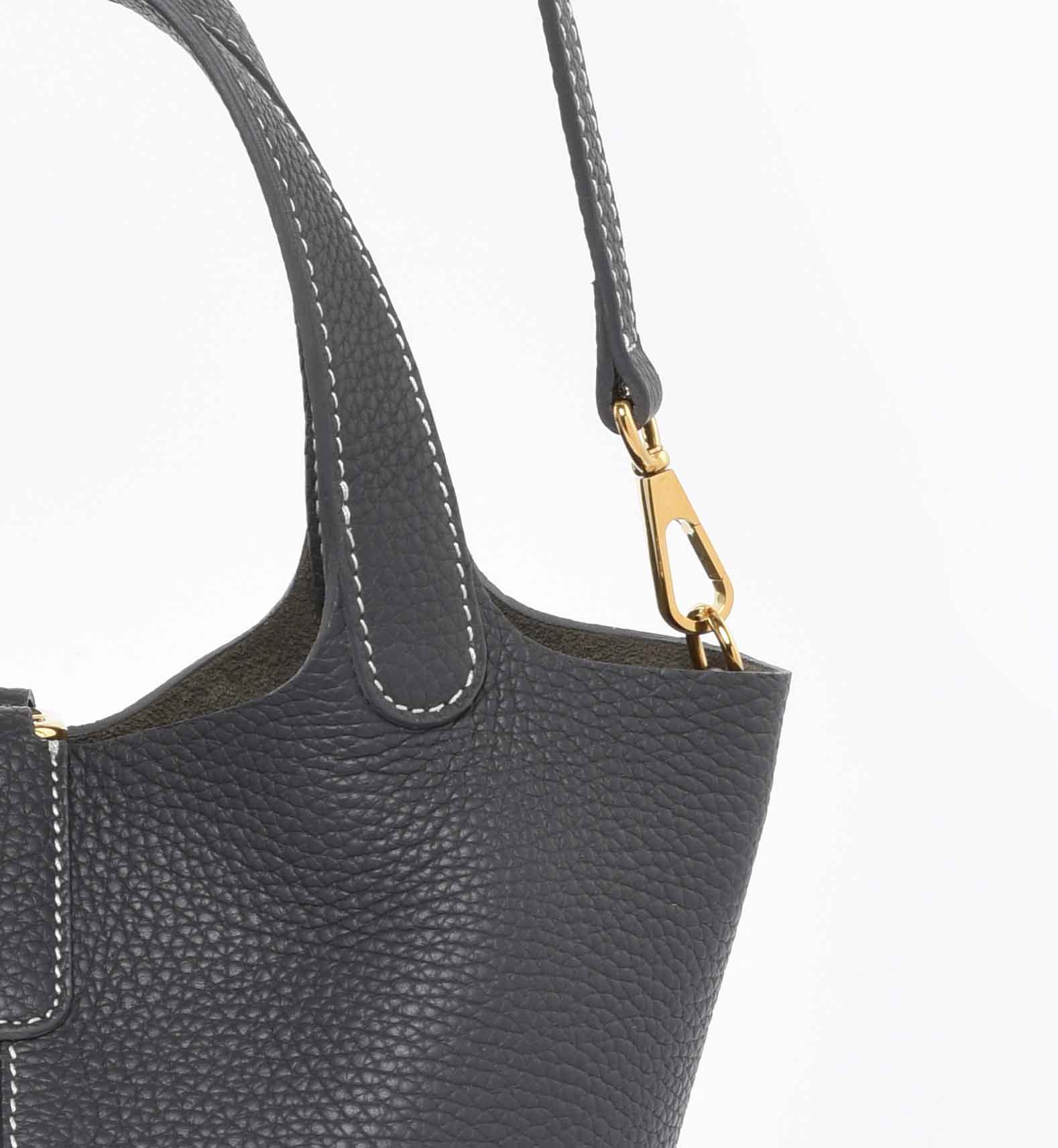 Josette - Versatile Bucket Bag - Grained Cowhide - ELEPHANT GREY dressupyourpurse