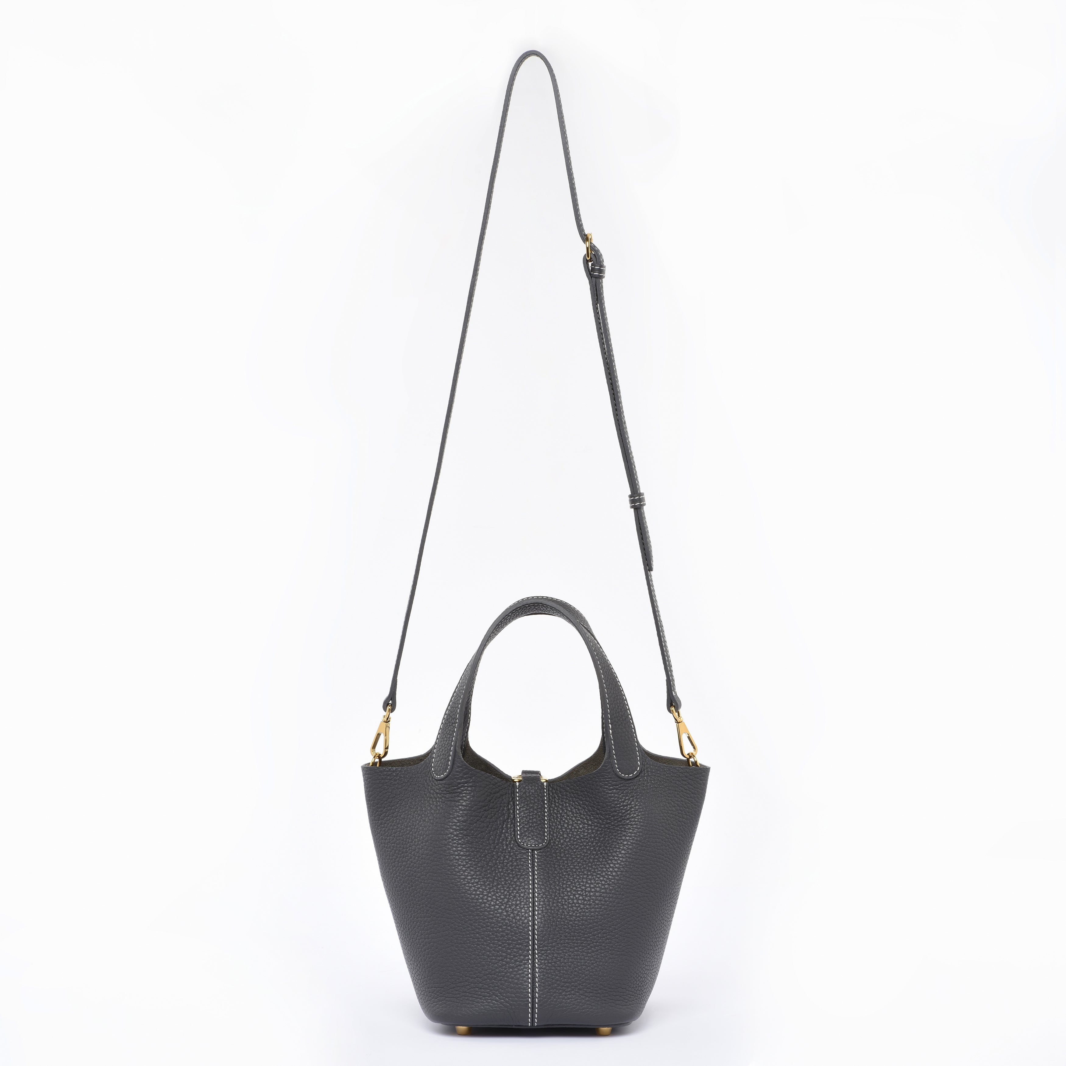 Josette - Versatile Bucket Bag - Grained Cowhide - ELEPHANT GREY dressupyourpurse