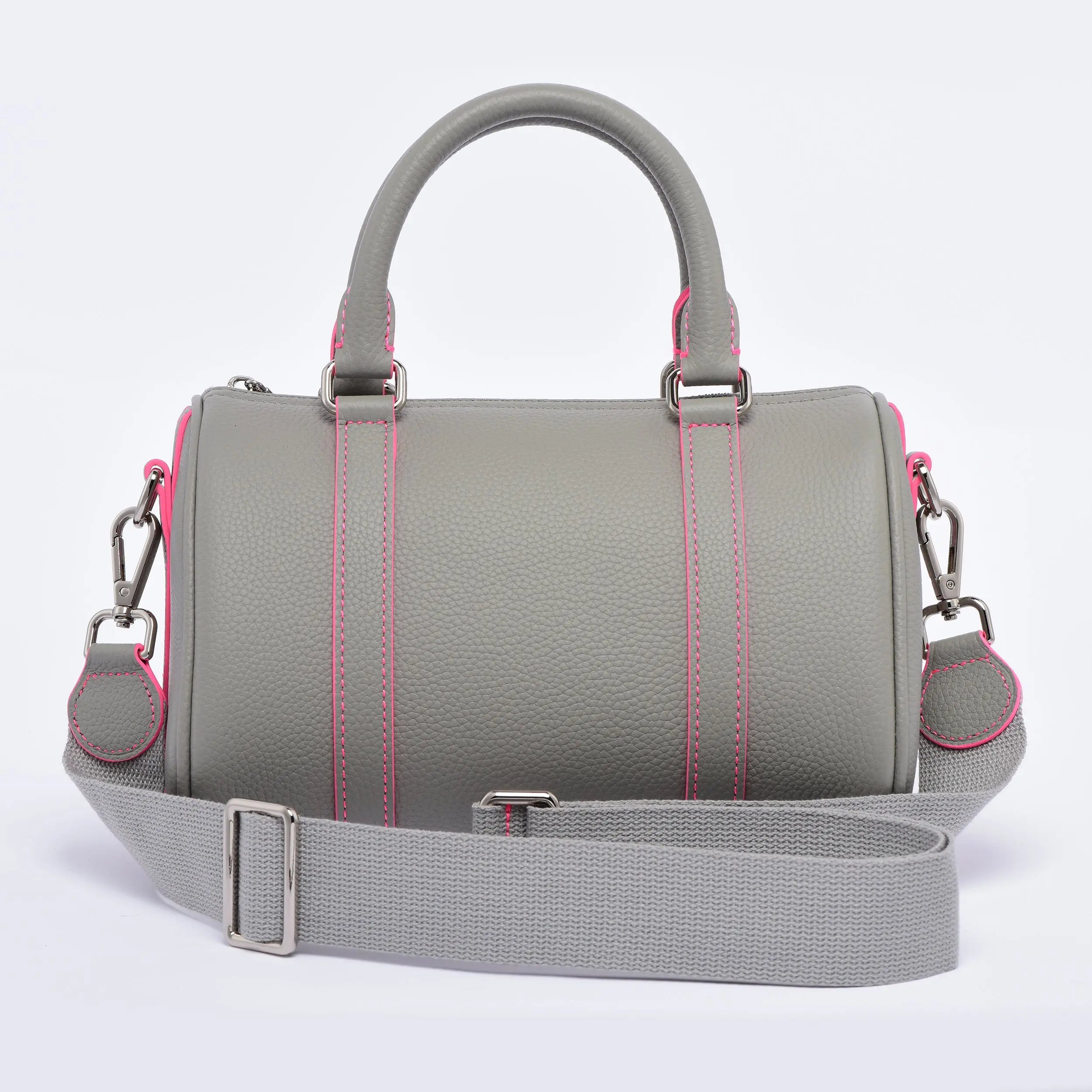 Mini Boston - Limited edition - Pearl Grey / Neon Pink dressupyourpurse
