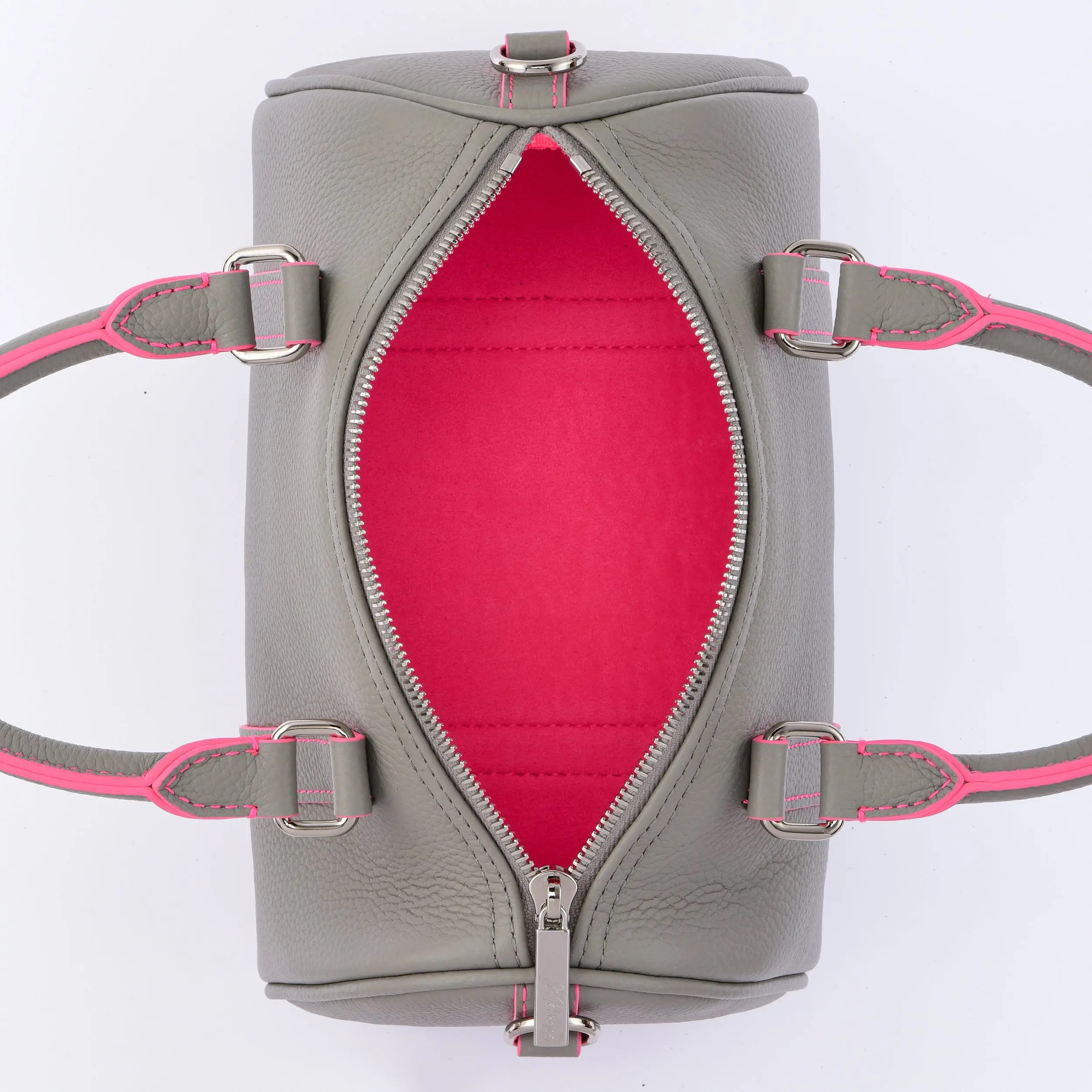 Mini Boston - Limited edition - Pearl Grey / Neon Pink dressupyourpurse