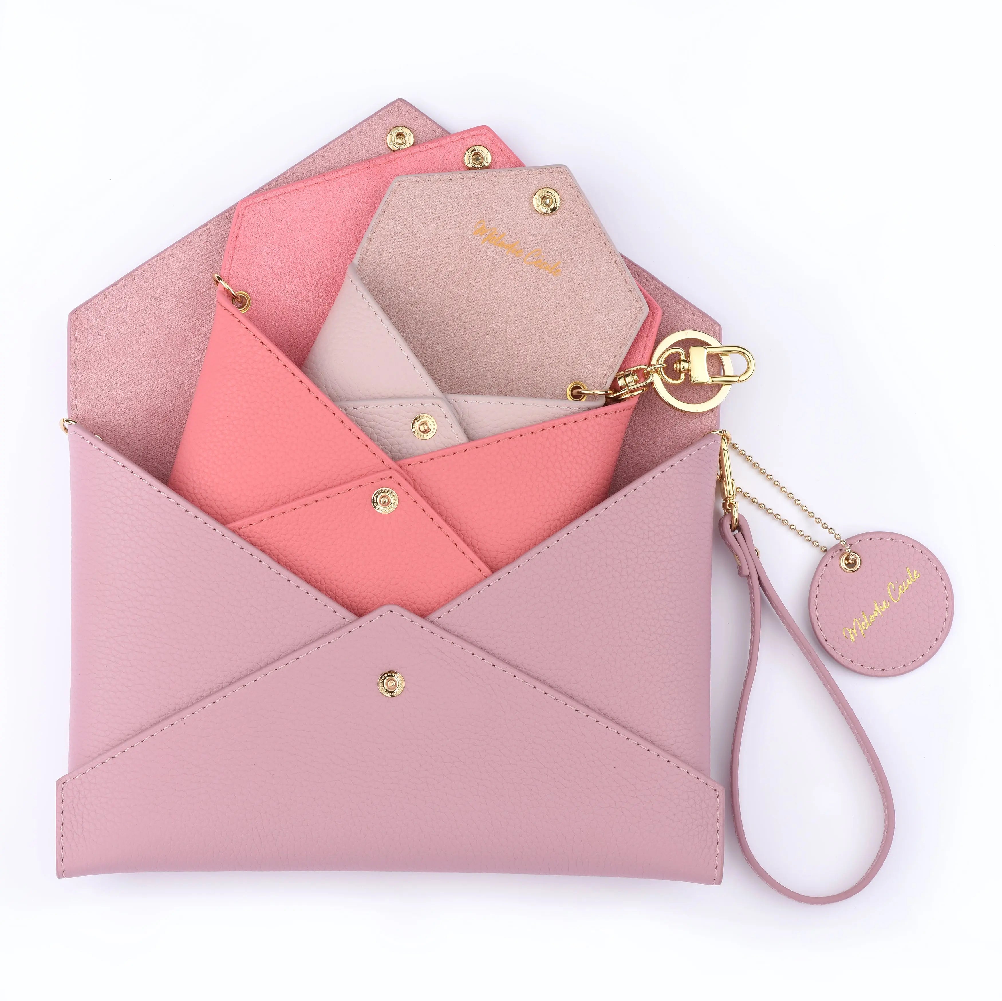 Togo Leather - Envelope trio - Clutch Set - PINK PALETTE dressupyourpurse