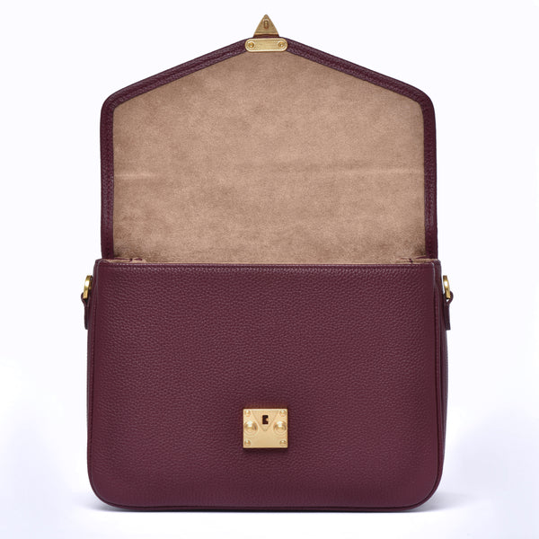 PRE ORDER "Burgundy" Togo Leather - "Paris15" Satchel Crossbody bag
