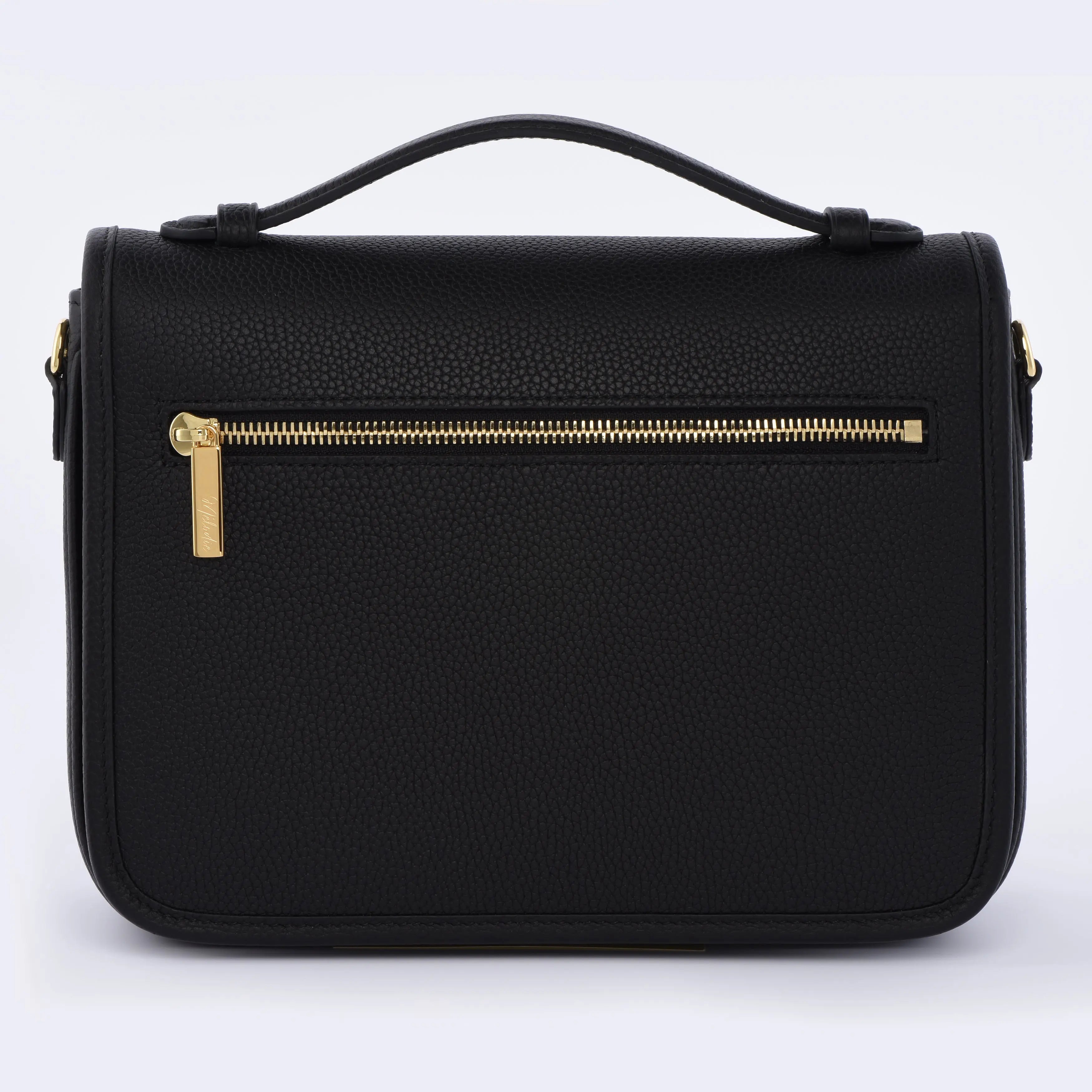 PARIS 15 - TOGO LEATHER - SATCHEL CROSSBODY BAG - BLACK dressupyourpurse