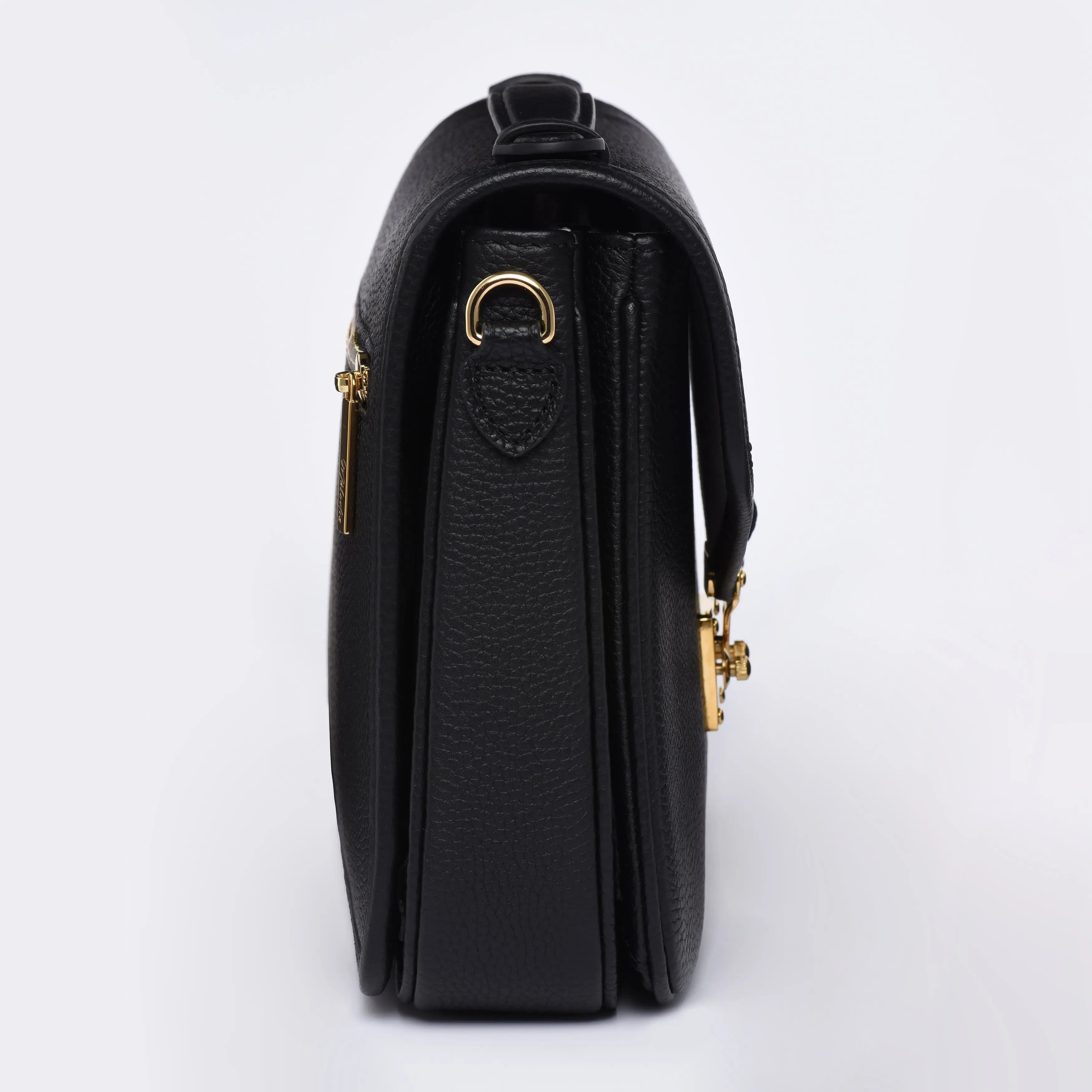 PARIS 15 - TOGO LEATHER - SATCHEL CROSSBODY BAG - BLACK dressupyourpurse