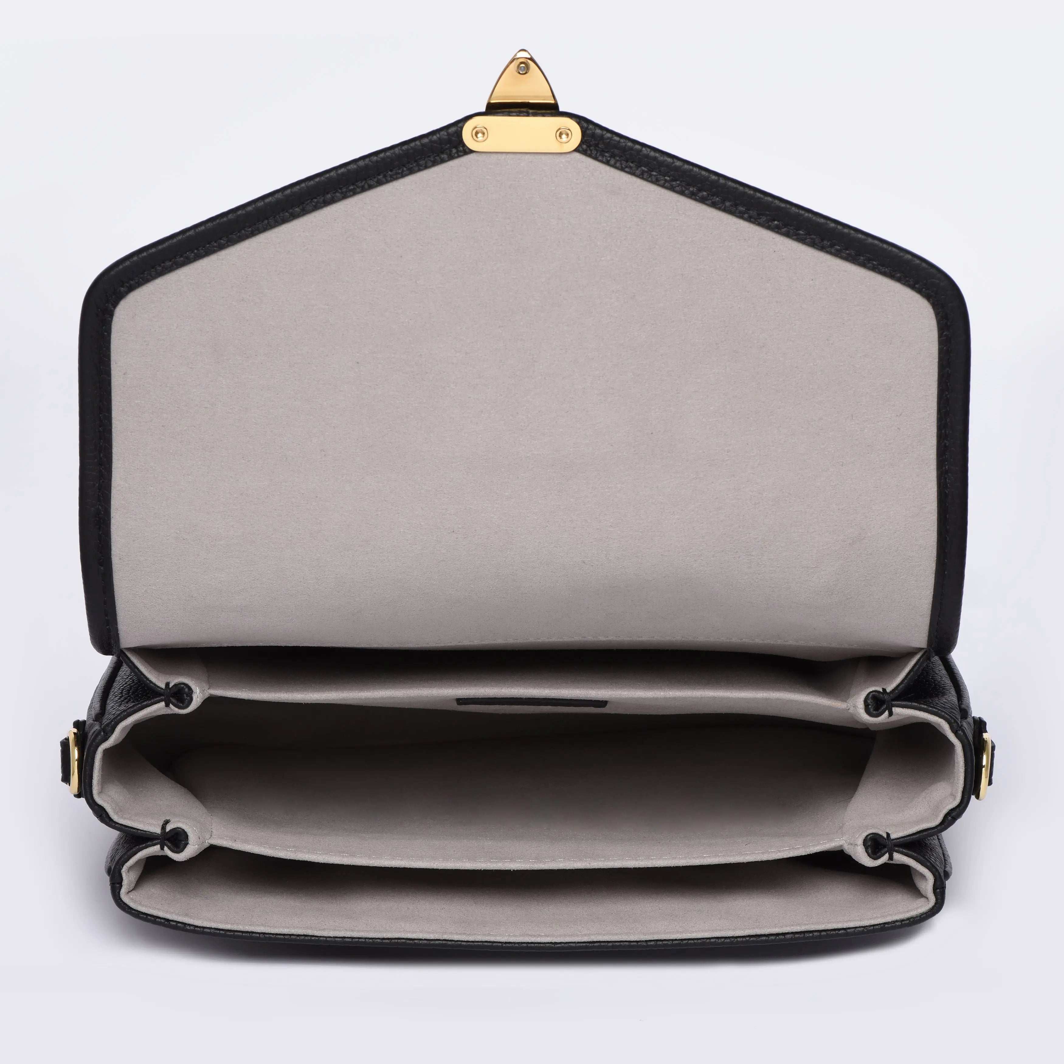 PARIS 15 - TOGO LEATHER - SATCHEL CROSSBODY BAG - BLACK dressupyourpurse