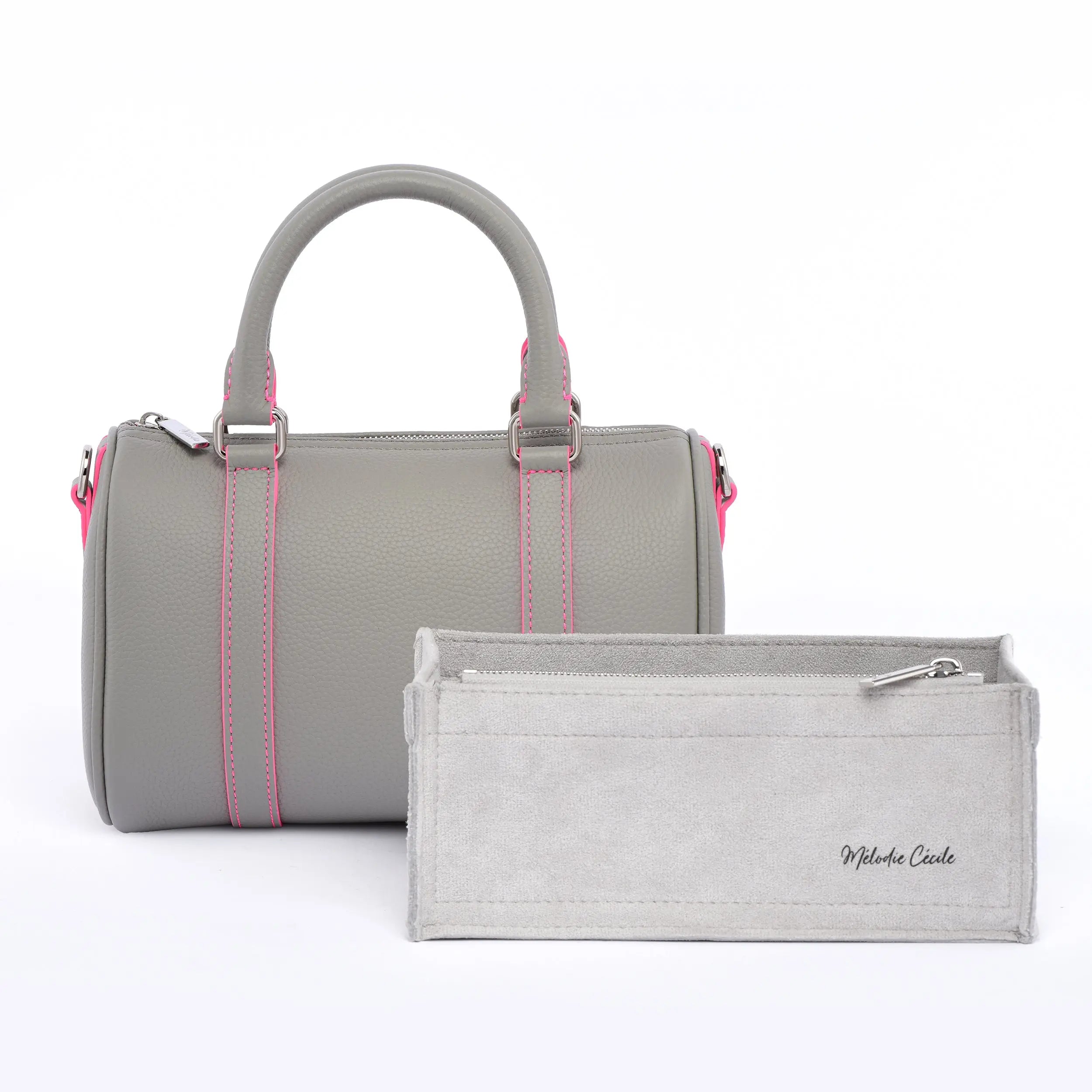 Mini Boston - Limited edition - Pearl Grey / Neon Pink dressupyourpurse