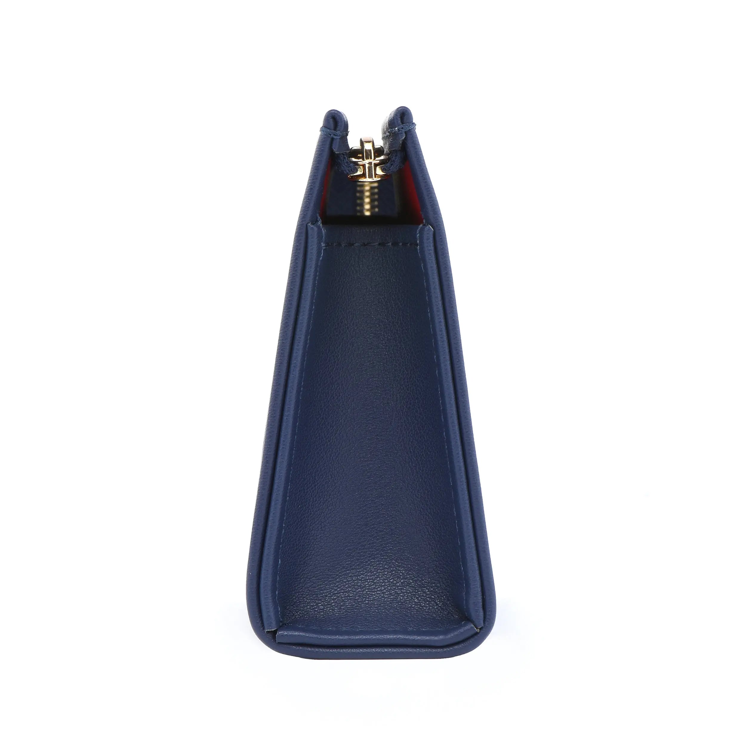 Leather Toiletry Pouch 15 - Navy / Red dressupyourpurse
