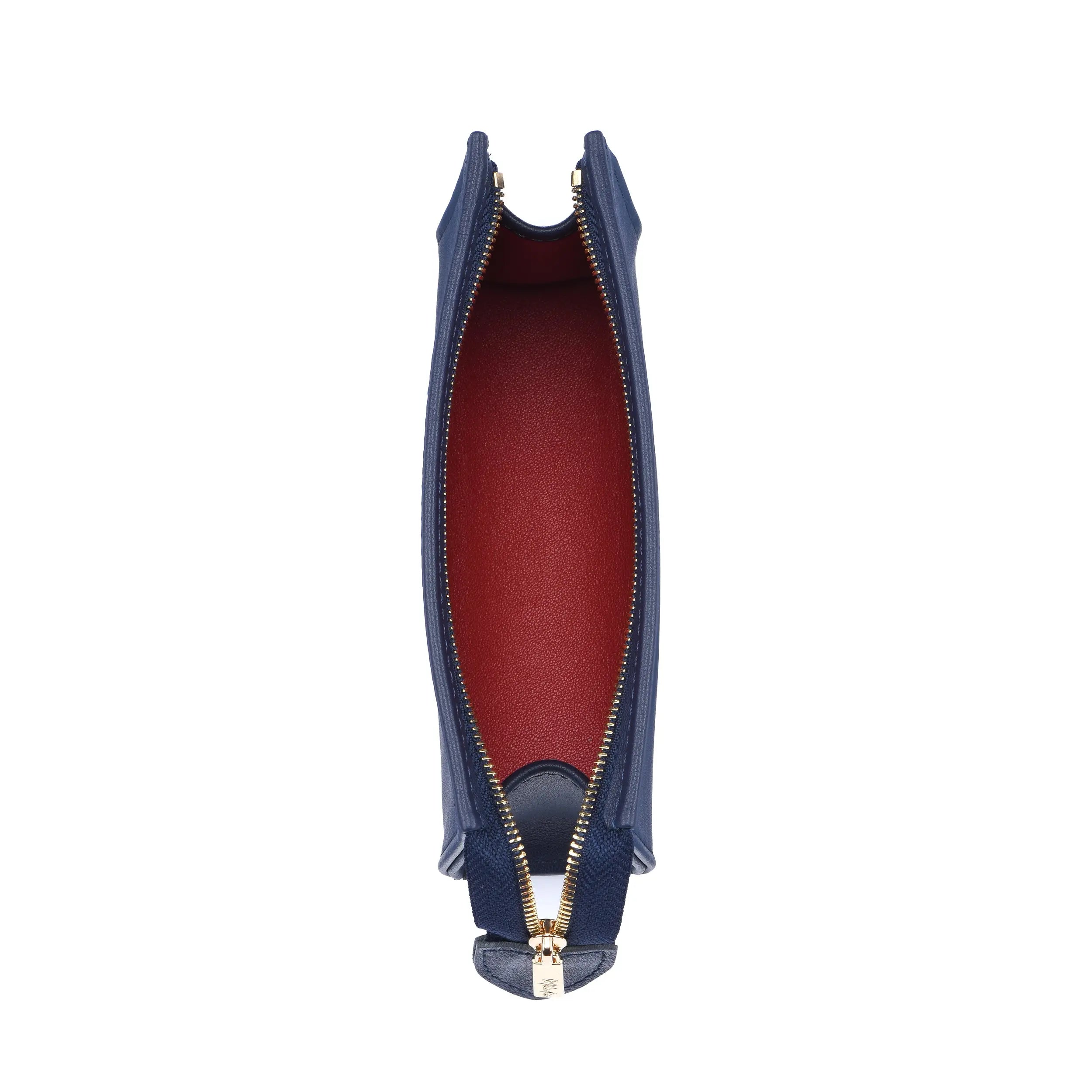 Leather Toiletry Pouch 15 - Navy / Red dressupyourpurse