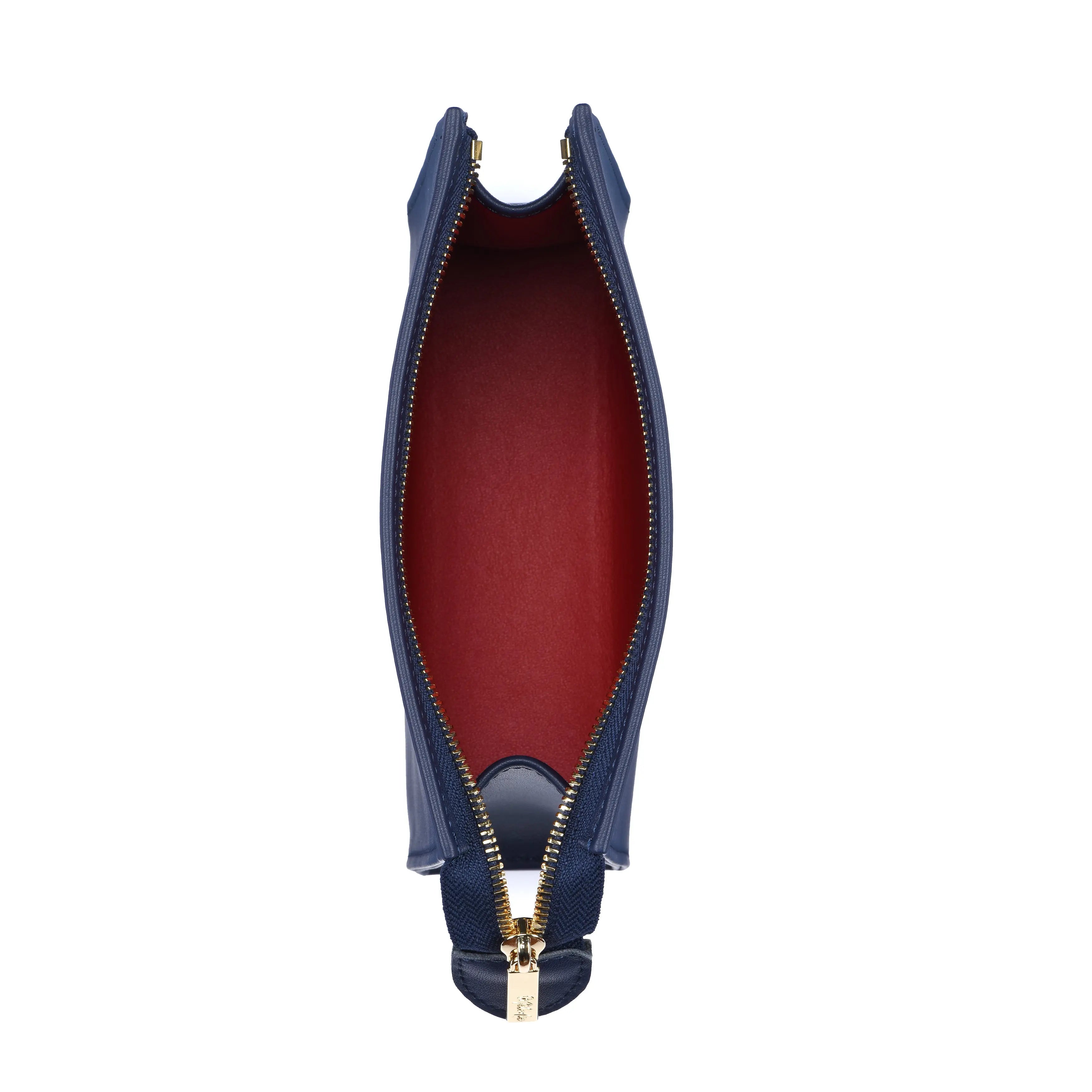 Leather Toiletry Pouch 19 - Navy Red dressupyourpurse