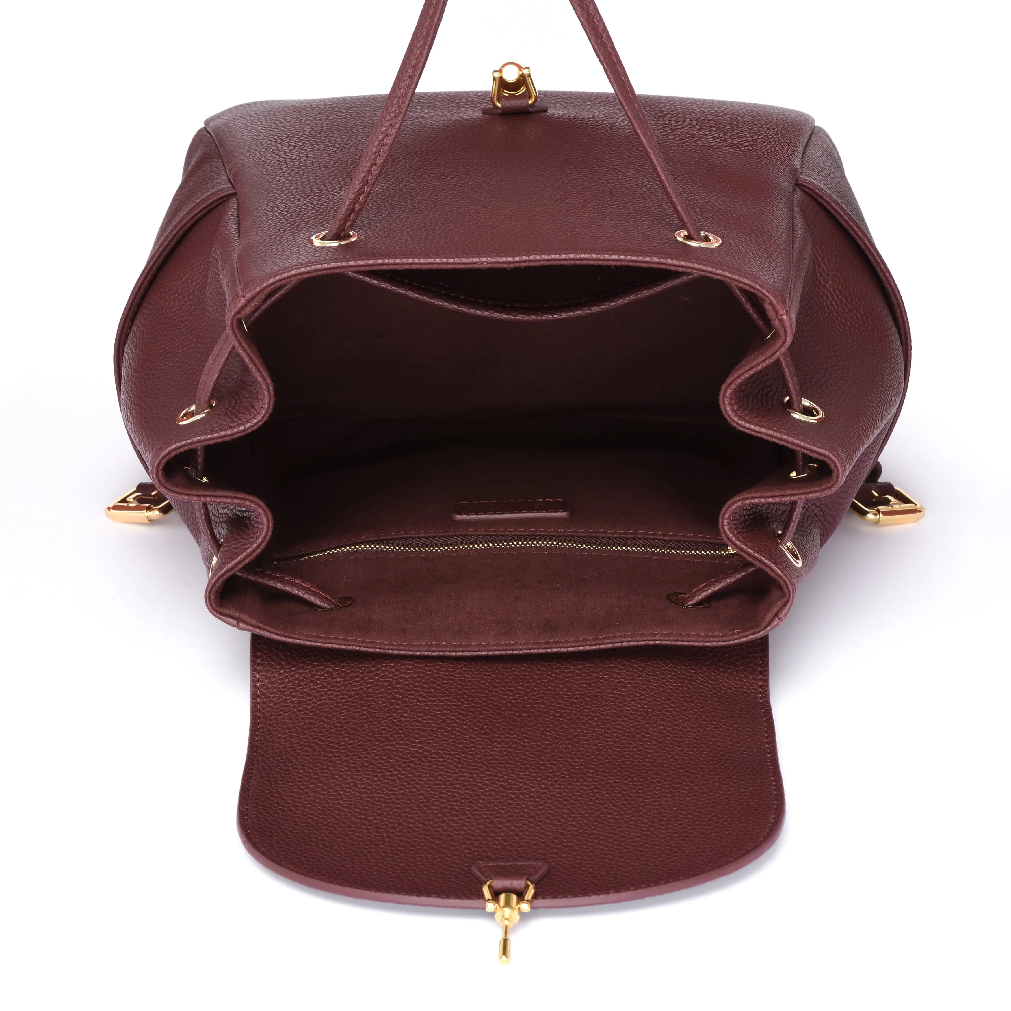 Luxury Backpack - Togo Leather - Burgundy dressupyourpurse