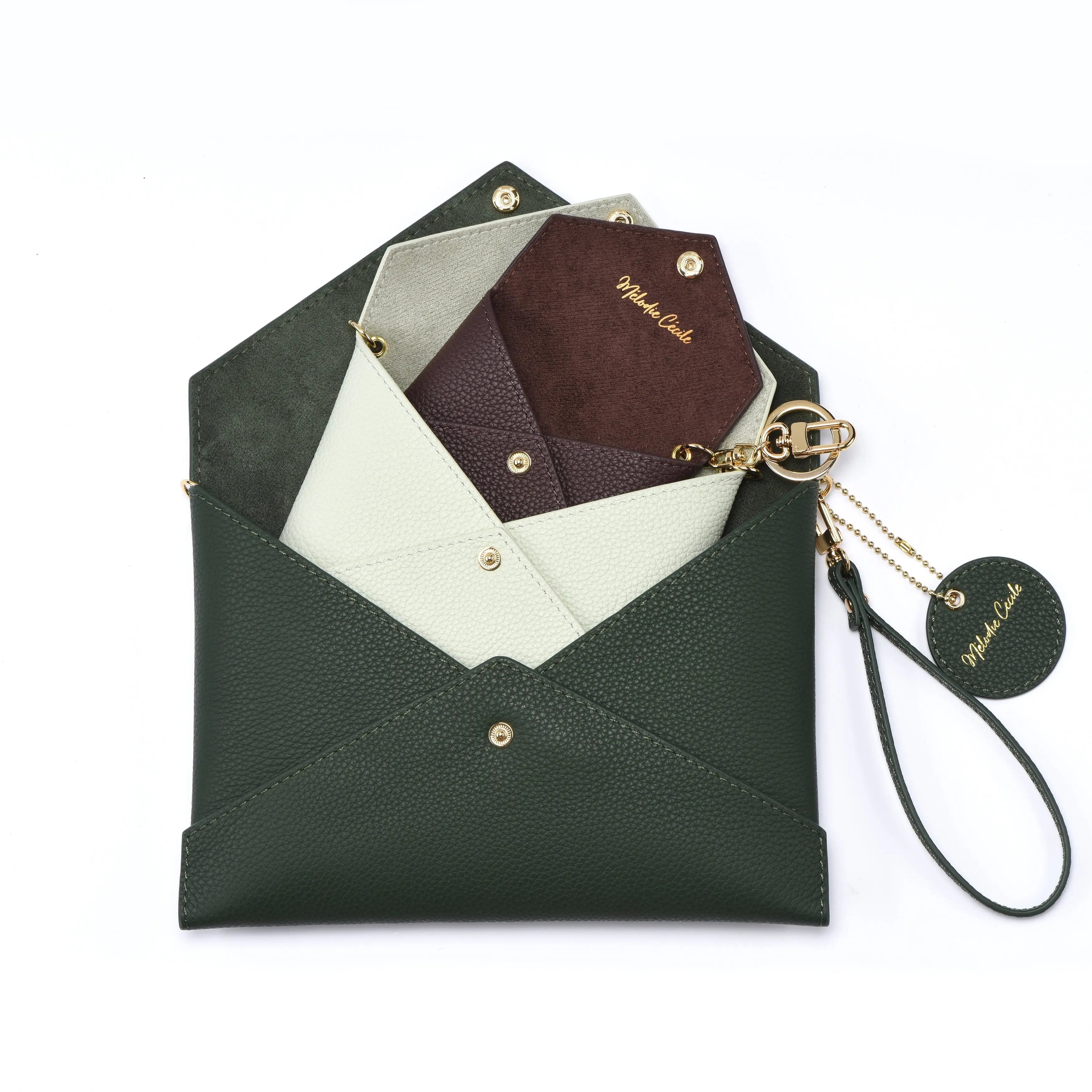 Togo Leather - Envelope trio - Clutch Set - Green Palette dressupyourpurse