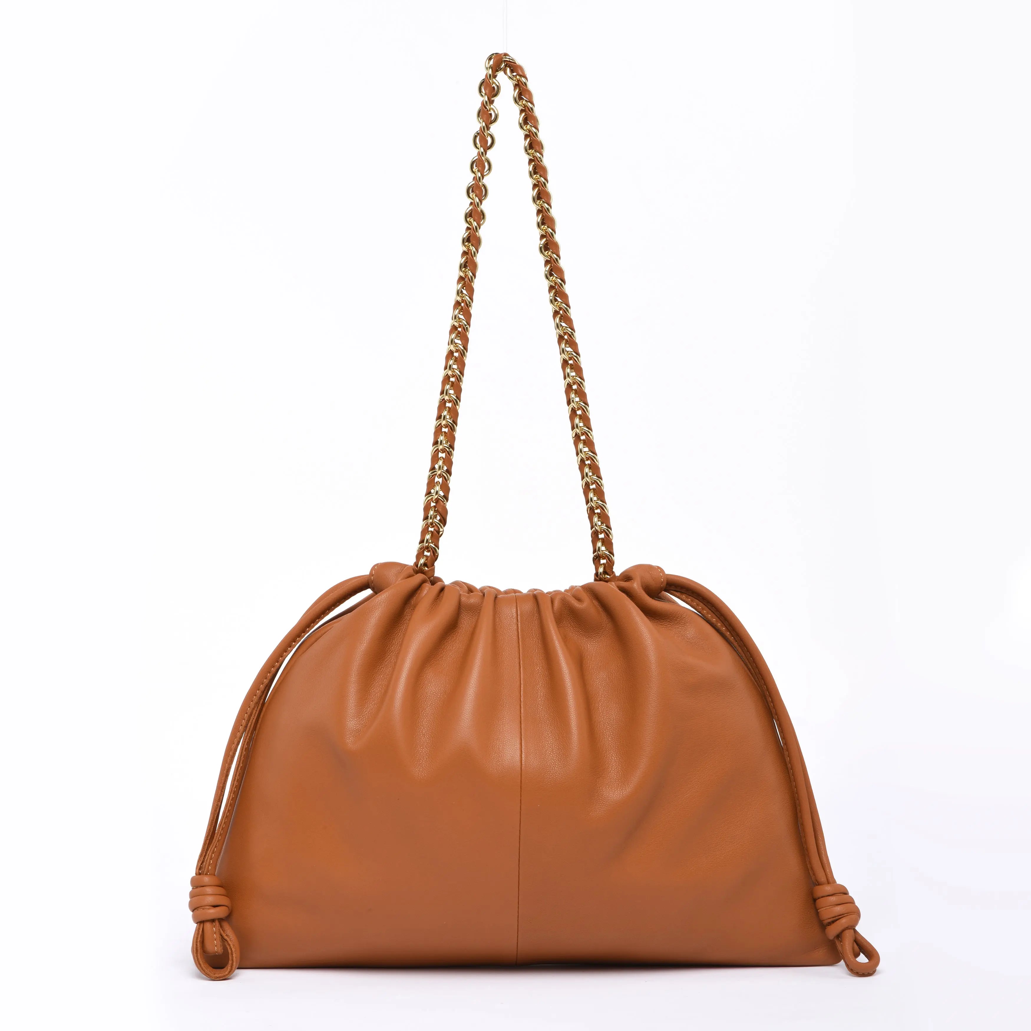 HCC X DUYP - "On The Go" – Soft Lambskin Shoulder Bag - Camel Brown dressupyourpurse