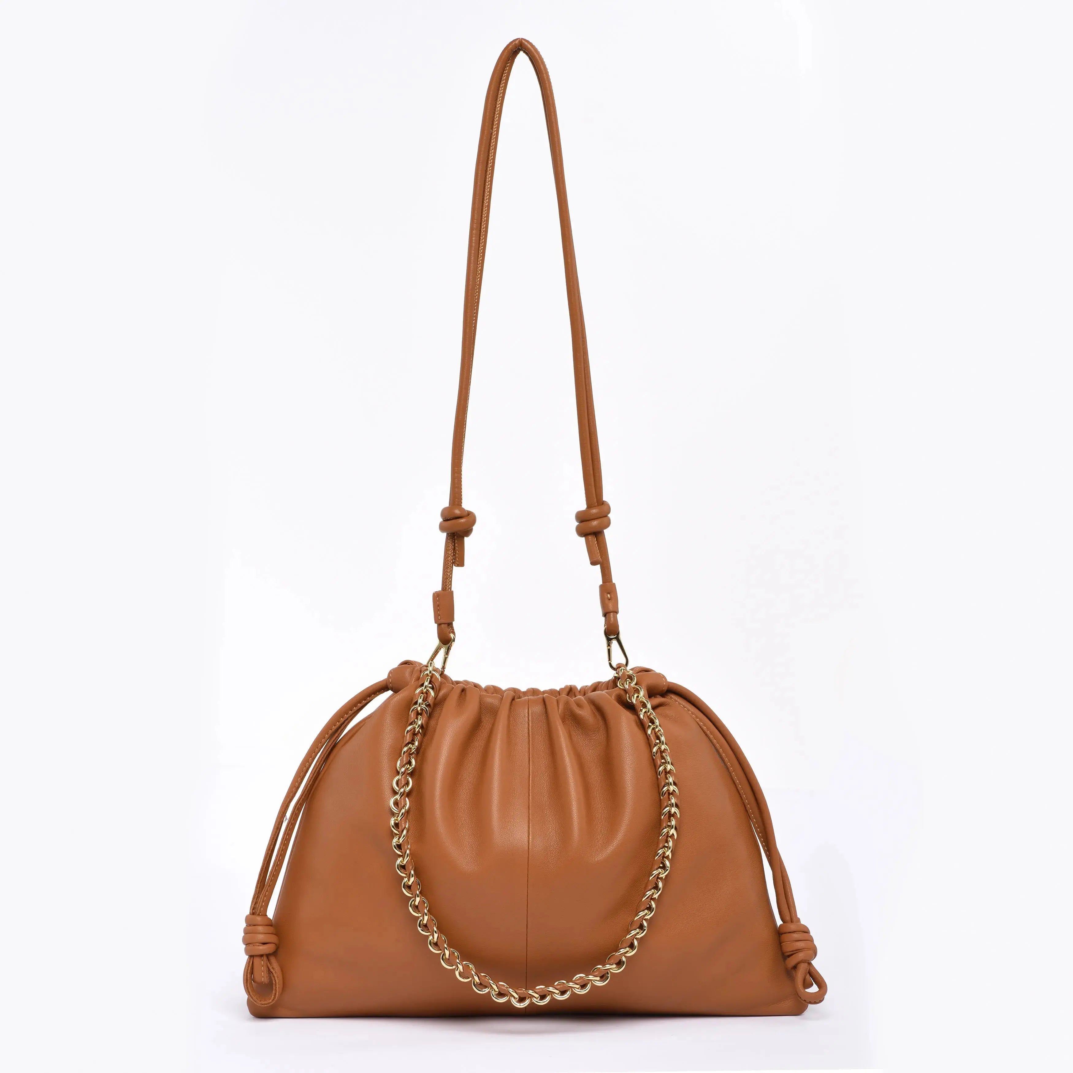 HCC X DUYP - "On The Go" – Soft Lambskin Shoulder Bag - Camel Brown dressupyourpurse