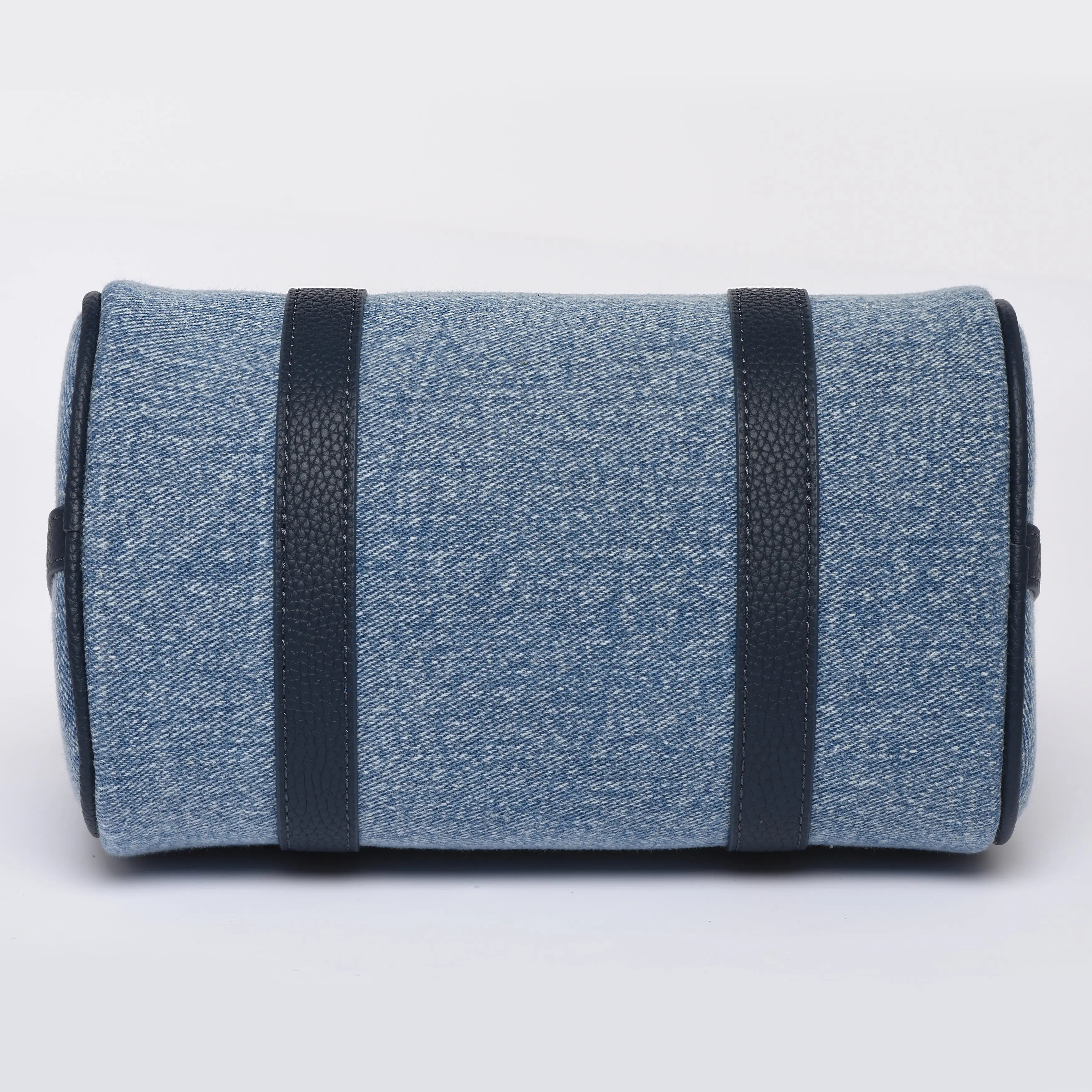 MINI BOSTON - Premium Denim & Togo Leather - Navy Blue dressupyourpurse
