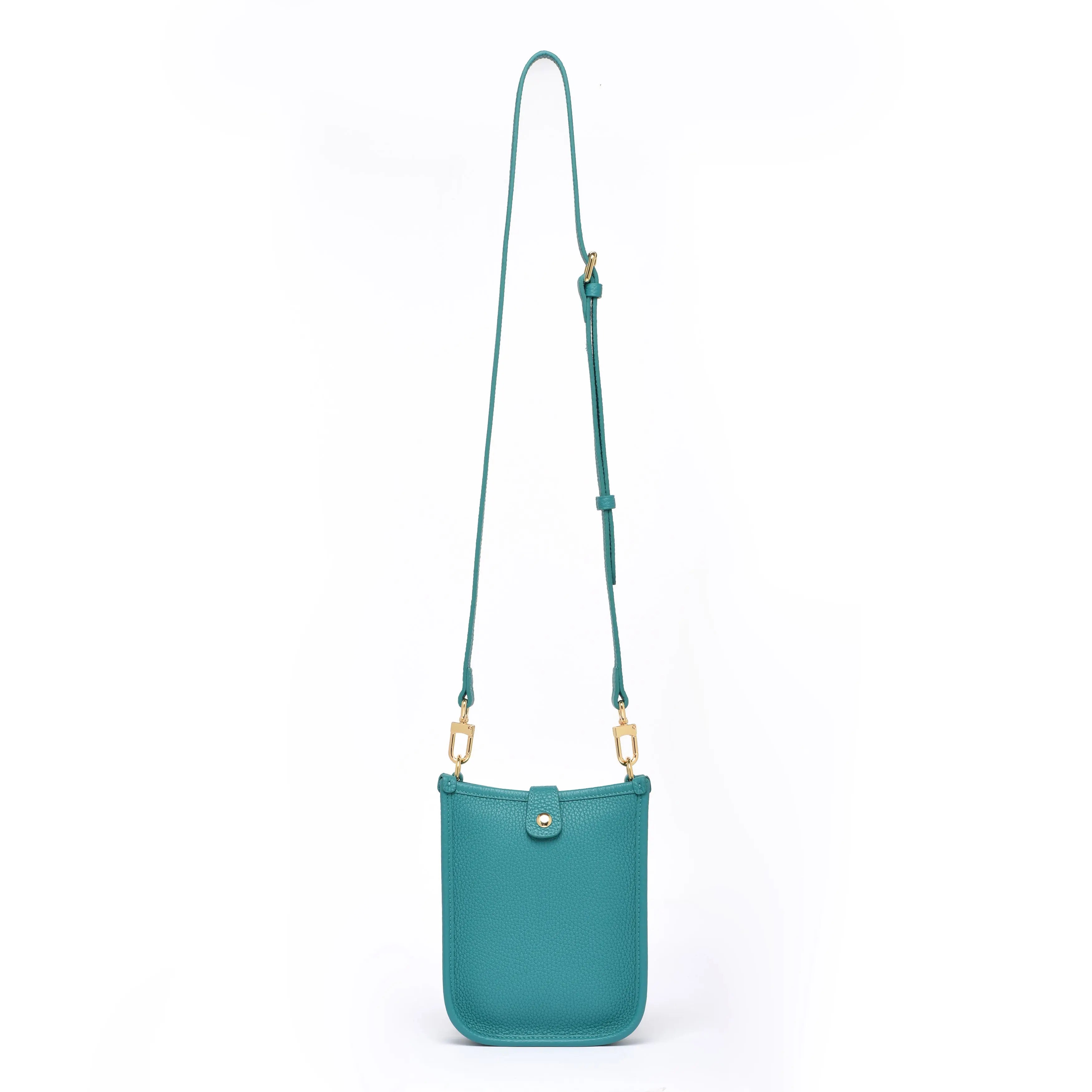 FLORENCE – Premium Gros-Grain Leather Crossbody Bag - Blue Lagoon dressupyourpurse