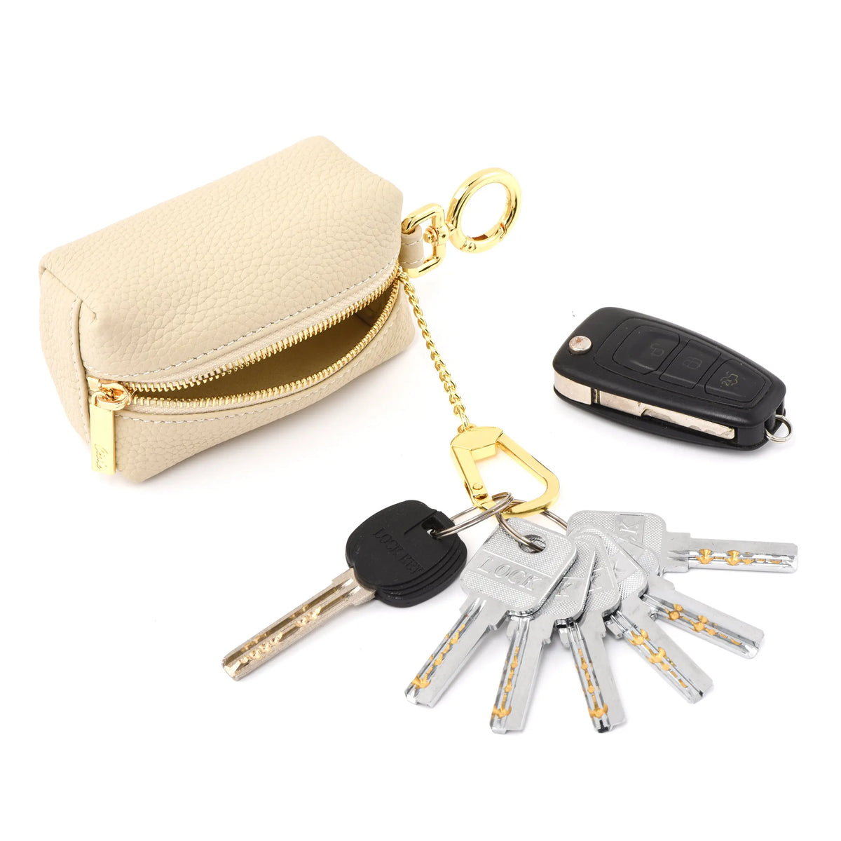 The Key Cube - Togo Leather Versatile Pouch with hook dressupyourpurse