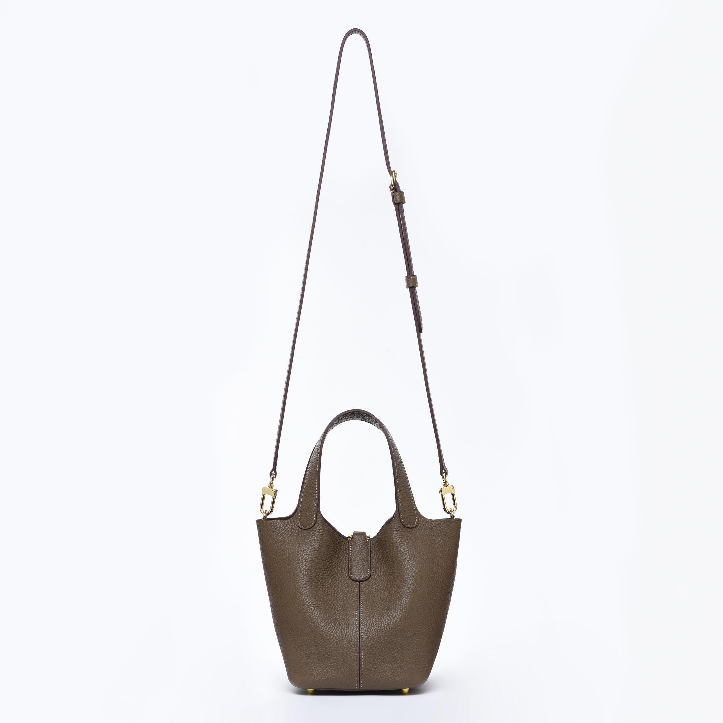 Josette - Versatile Bucket Bag - Grained Cowhide - Dark Taupe dressupyourpurse
