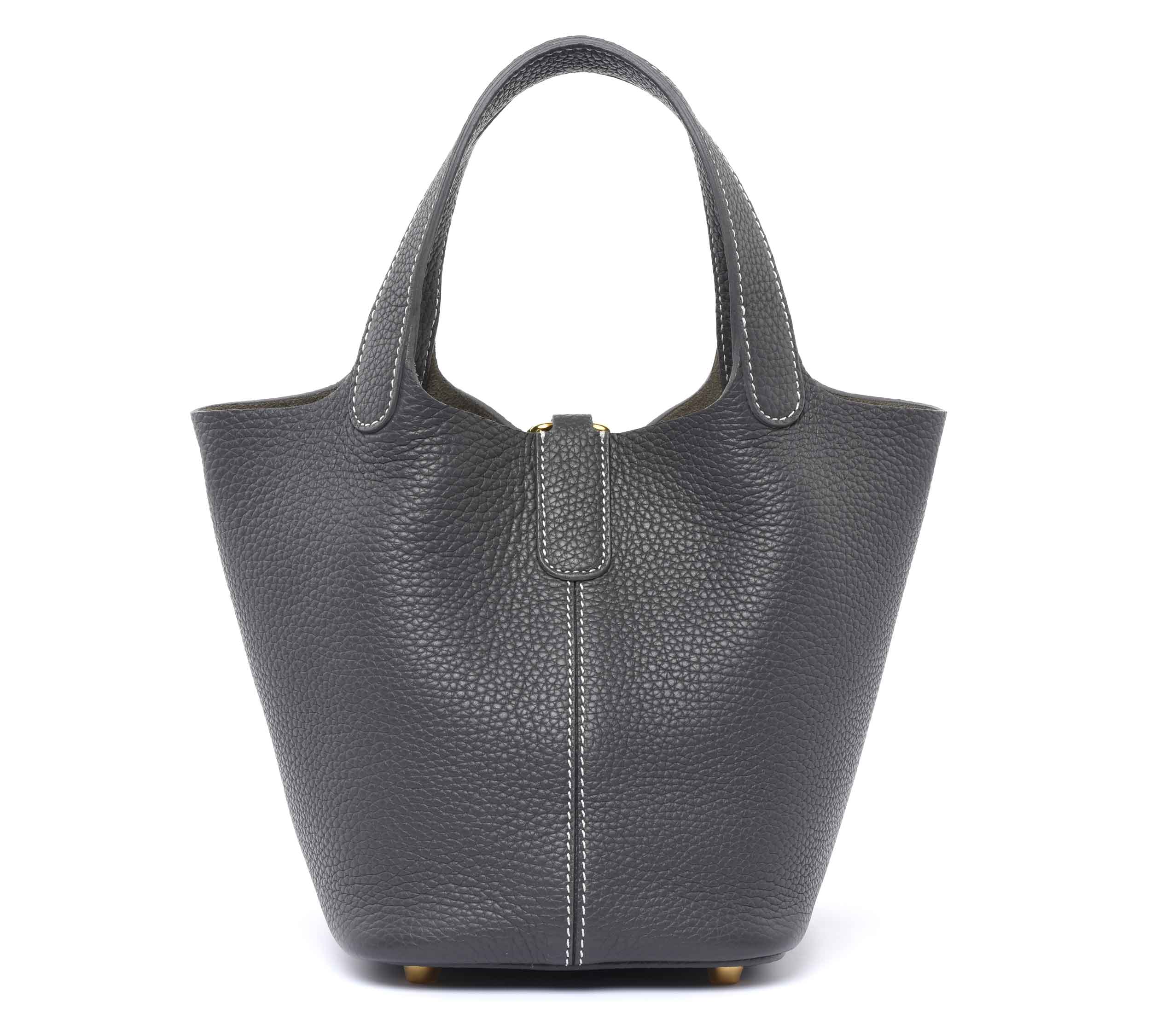 Josette - Versatile Bucket Bag - Grained Cowhide - ELEPHANT GREY dressupyourpurse