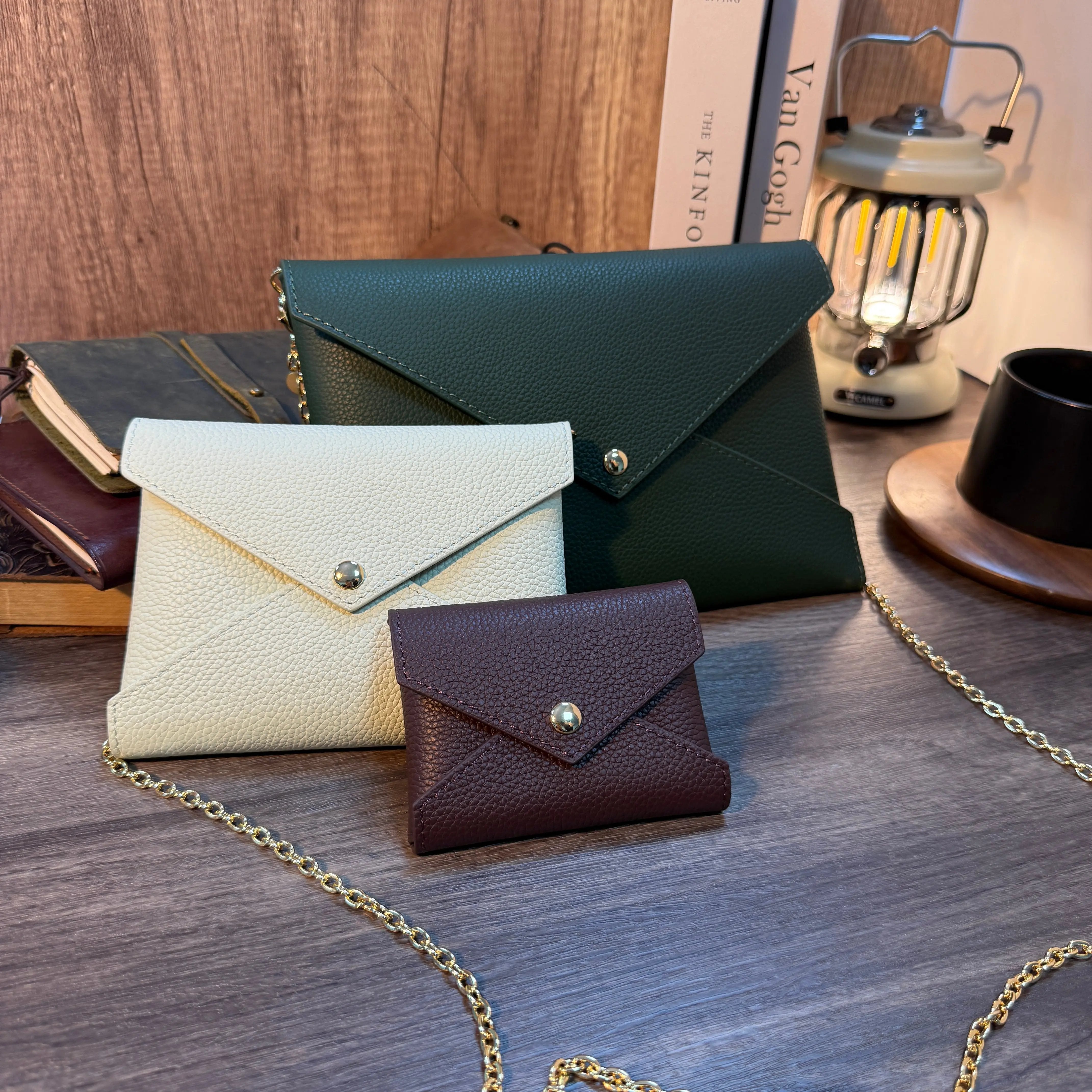 Togo Leather - Envelope trio - Clutch Set - Green Palette dressupyourpurse