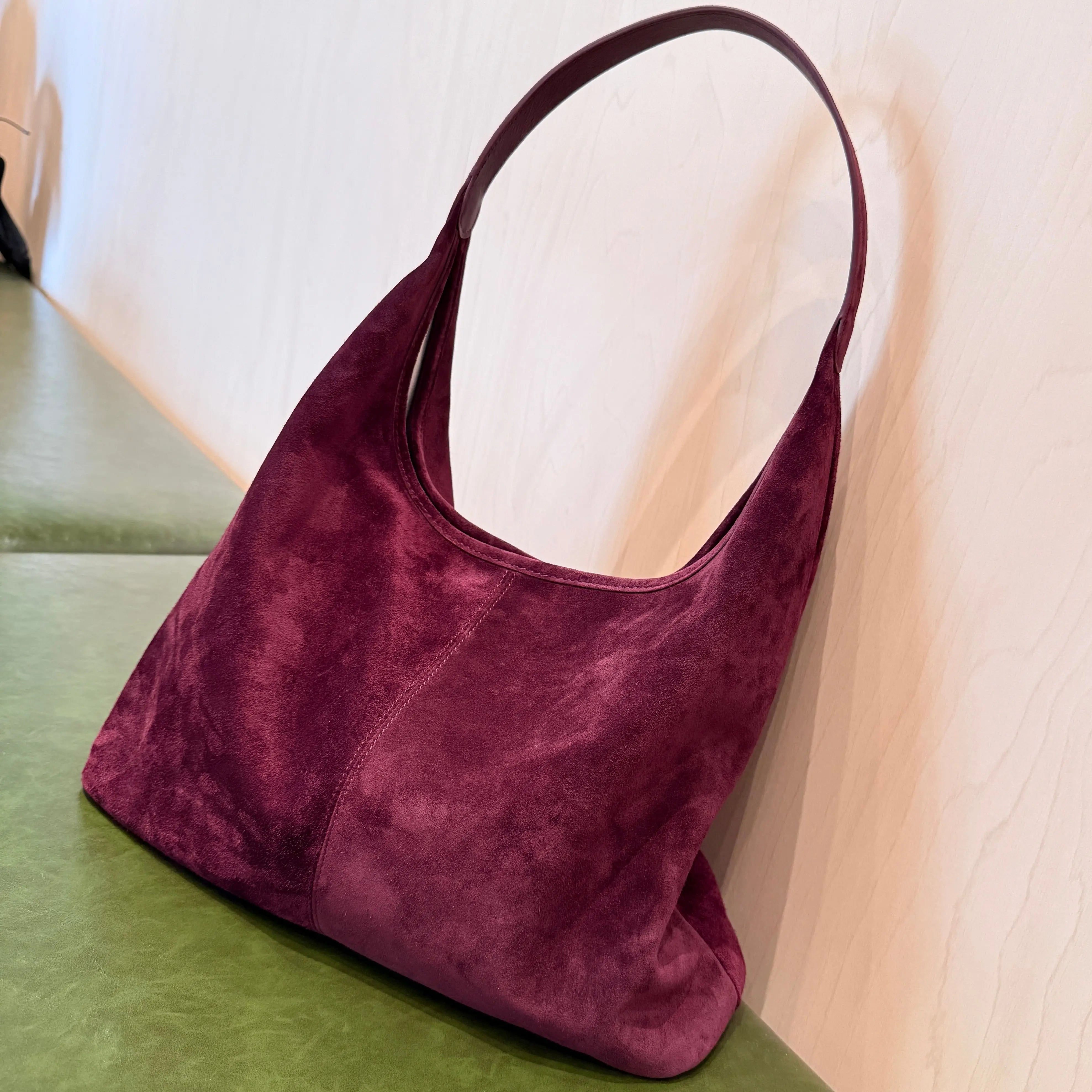 Pre Order - The Slouch Bag - Calf Suede Leather - Plum dressupyourpurse