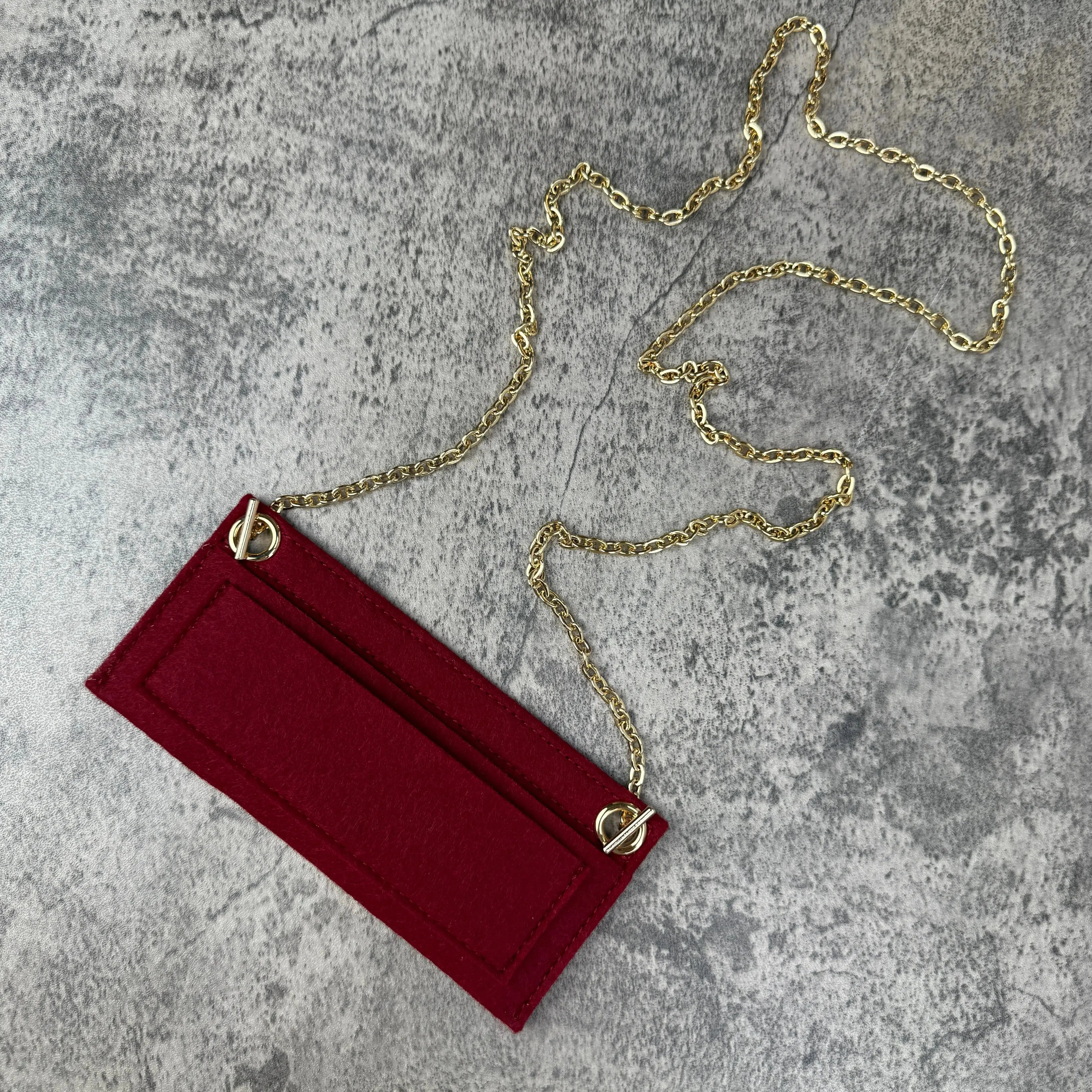 Crossbody Conversion Kit for Long Wallet (Sarah, Emilie...) Felt insert + Oval Chain dressupyourpurse
