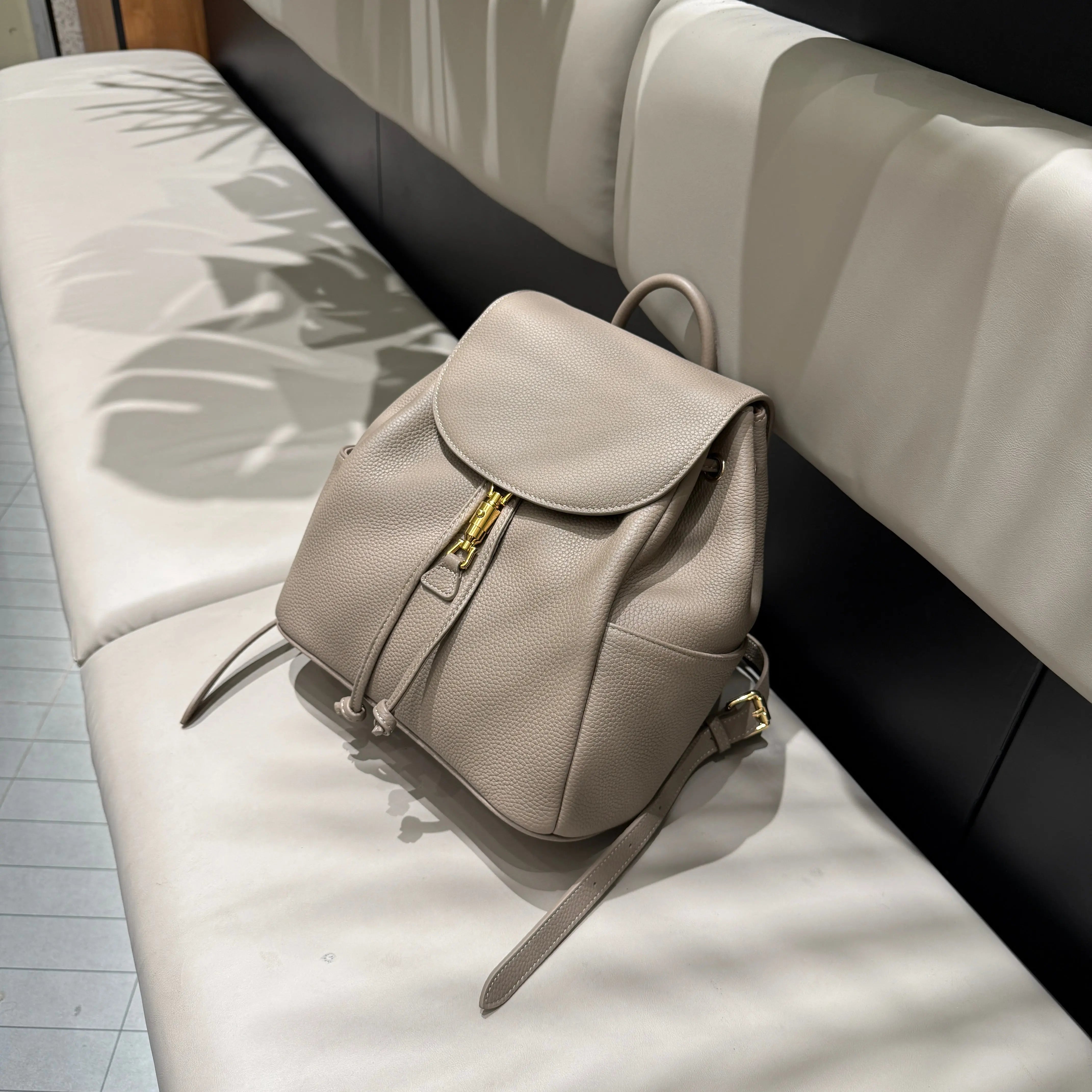 Luxury Backpack - Togo Leather - Taupe dressupyourpurse