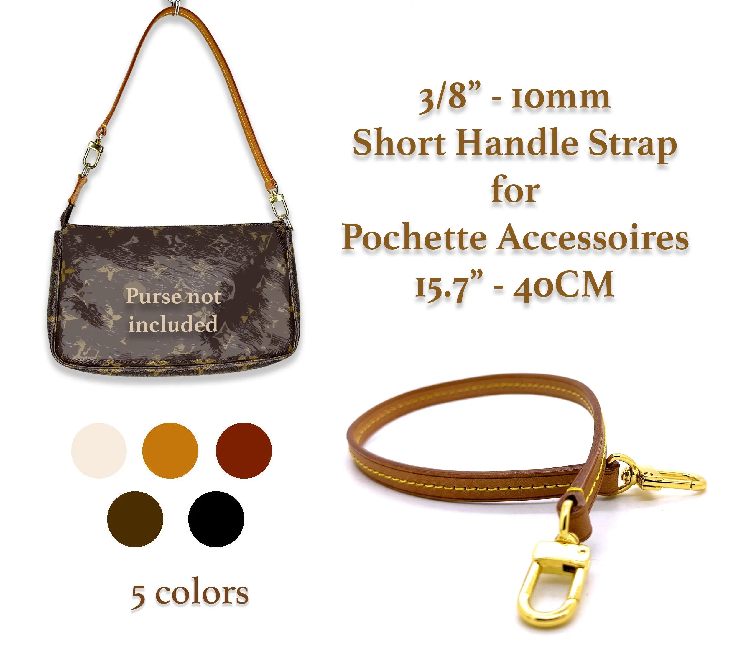 10mm - 3/8" Short Handle Strap - 40cm - 6 colors dressupyourpurse