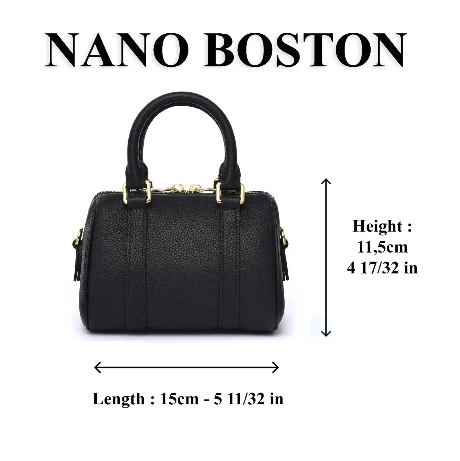 NANO Boston bag - Togo Leather - Black dressupyourpurse
