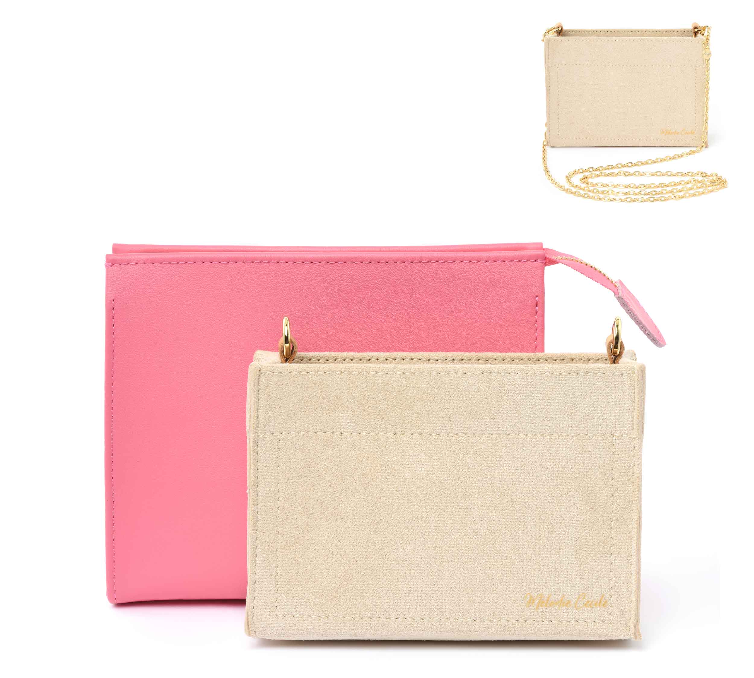 Suede cotton Felt Organizer For Toiletry Pouch 19 with D-Rings to convert as crossbody bag dressupyourpurse