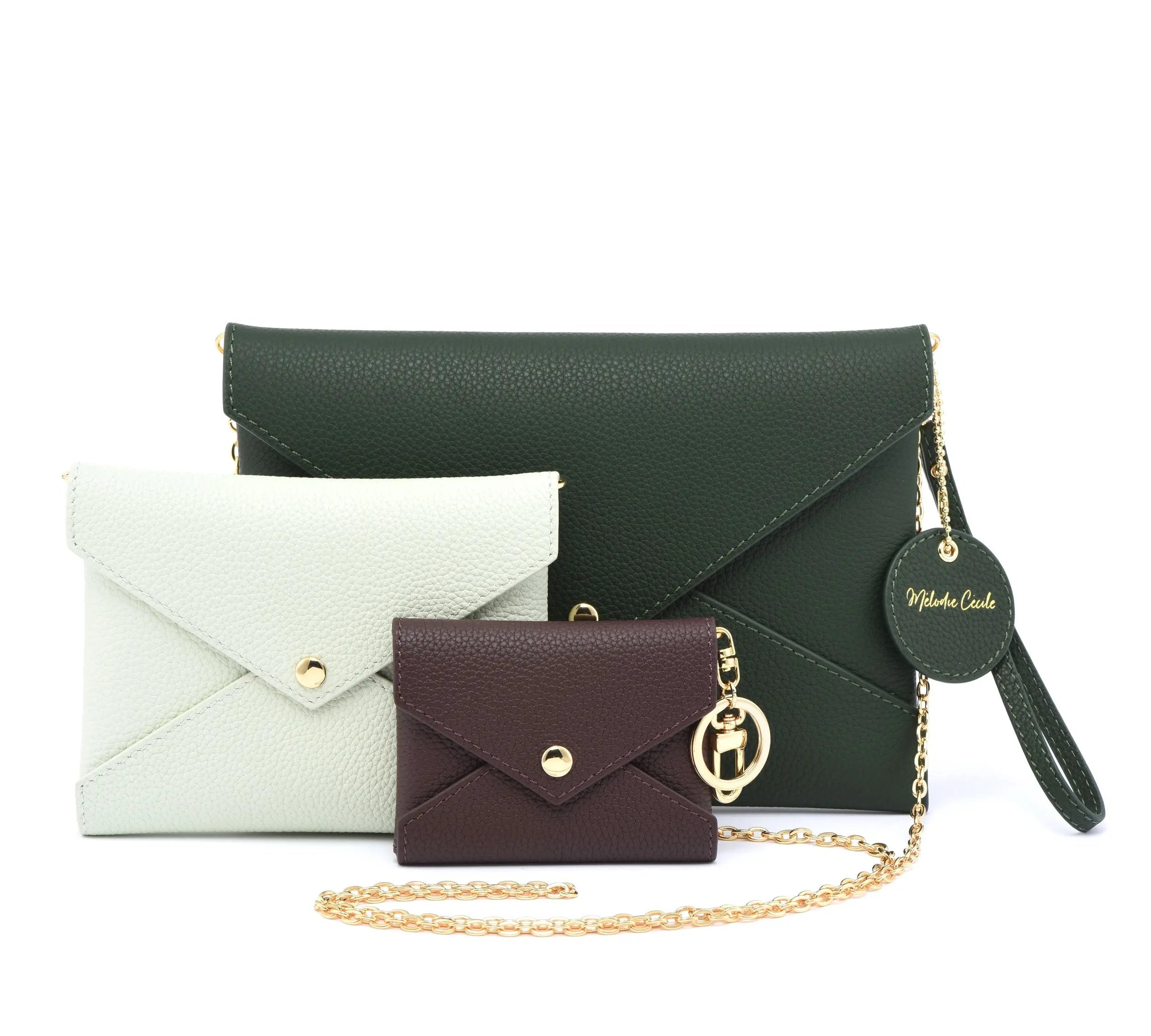 Togo Leather - Envelope trio - Clutch Set - Green Palette dressupyourpurse