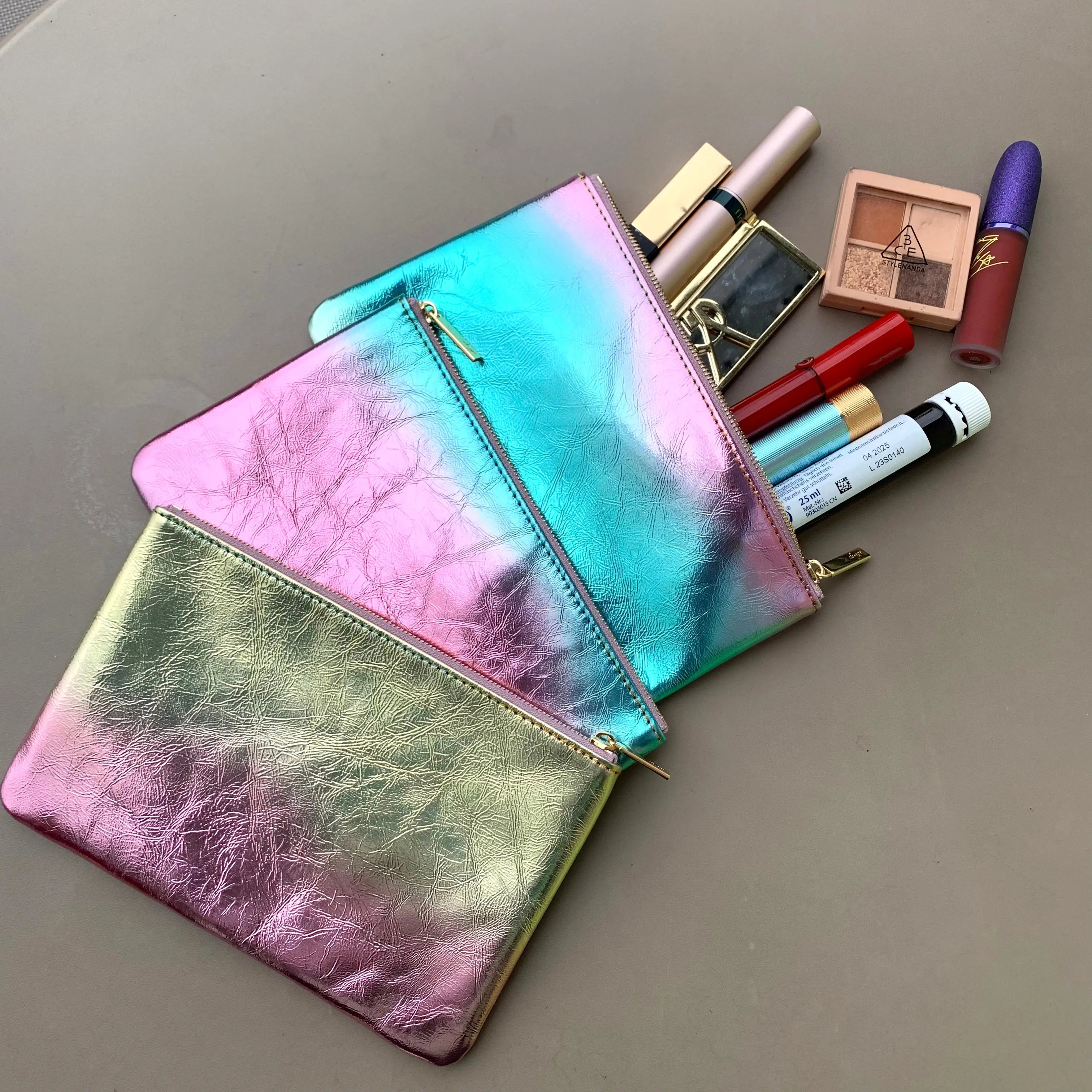 Dream Collection - The "M" Case - Rainbow Leather Zipped Pouch dressupyourpurse