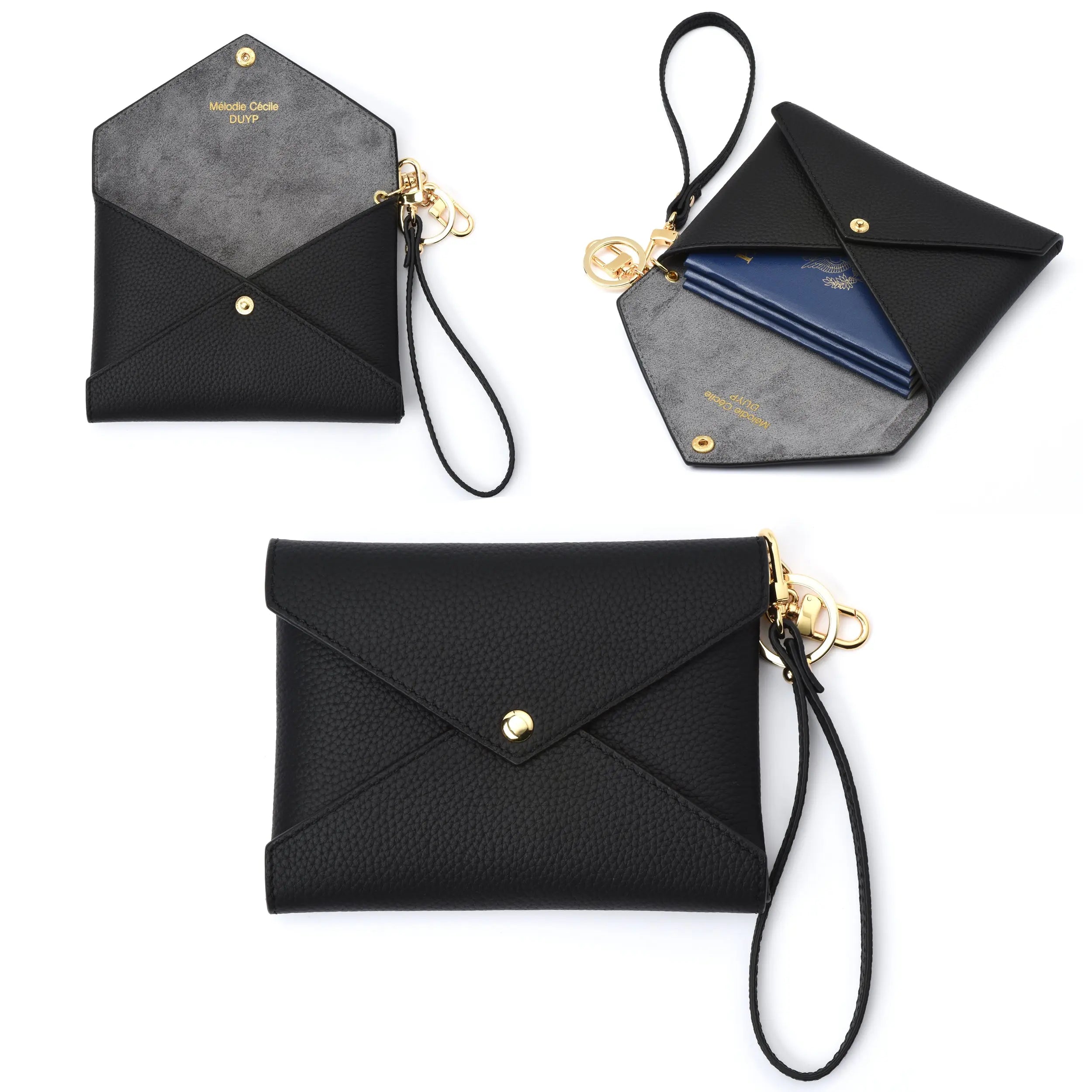 Togo Leather Medium Size Envelope - Passport holder Clutch dressupyourpurse