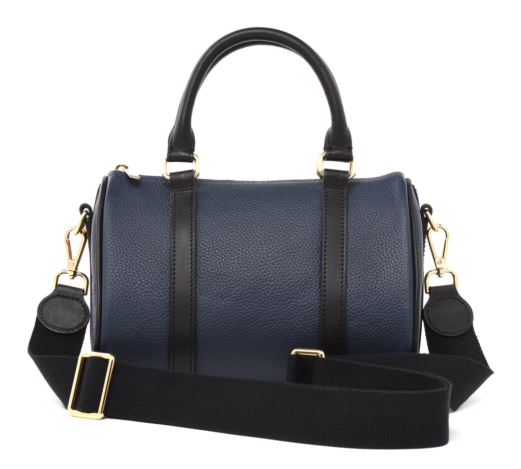 Navy Blue Togo and Vachetta Leather - Mini Boston bag