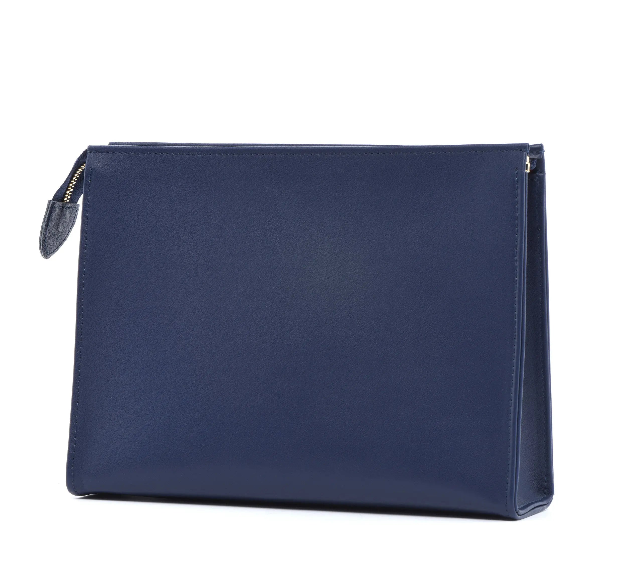 Leather Toiletry Pouch 26 - Navy / Red dressupyourpurse