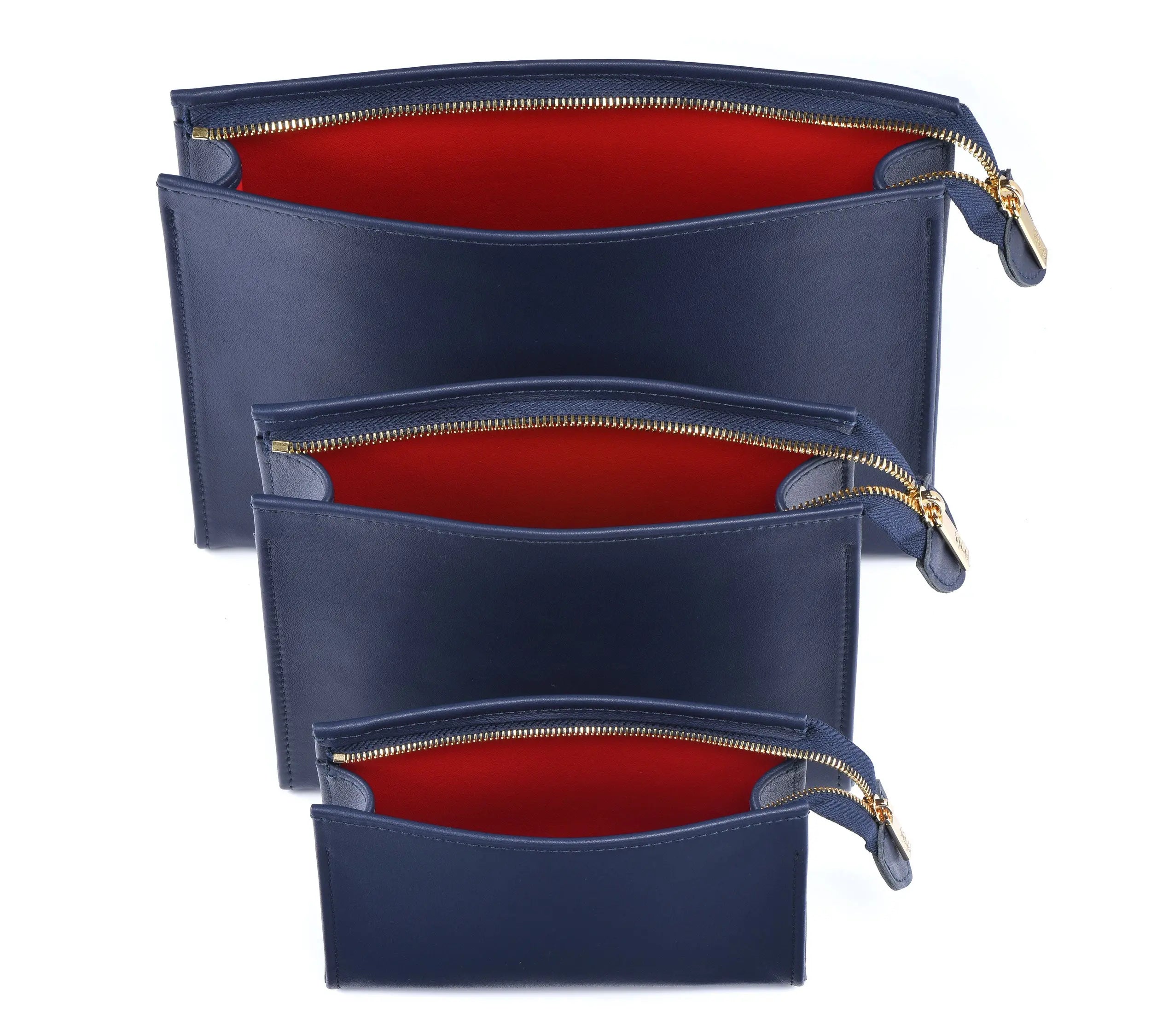 Trio Toiletry Pouch Set (15, 19 & 26) - Navy / Red dressupyourpurse