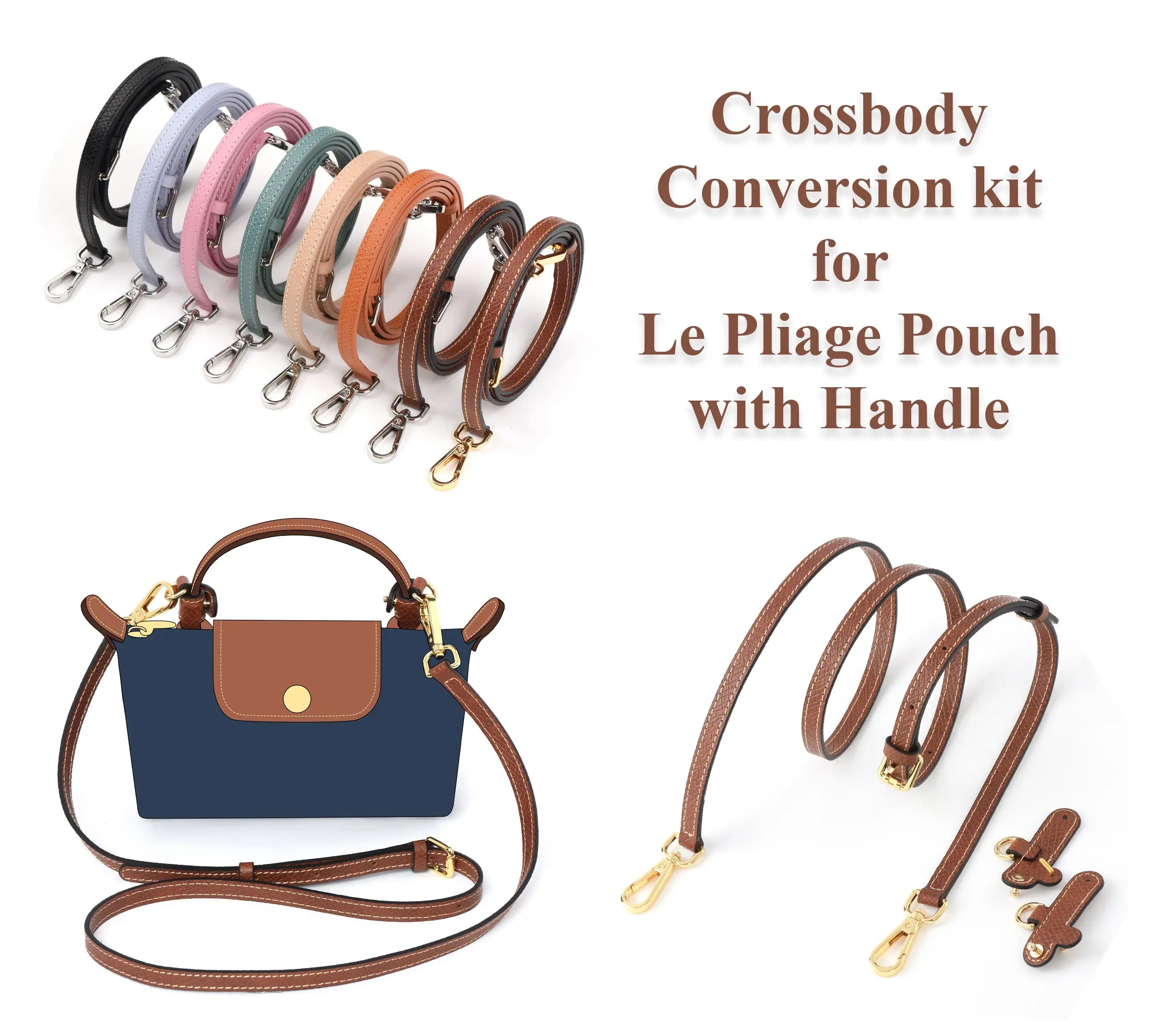 New Crossbody Conversion Kit for Longchamp Le Pliage Pouch with Handle dressupyourpurse