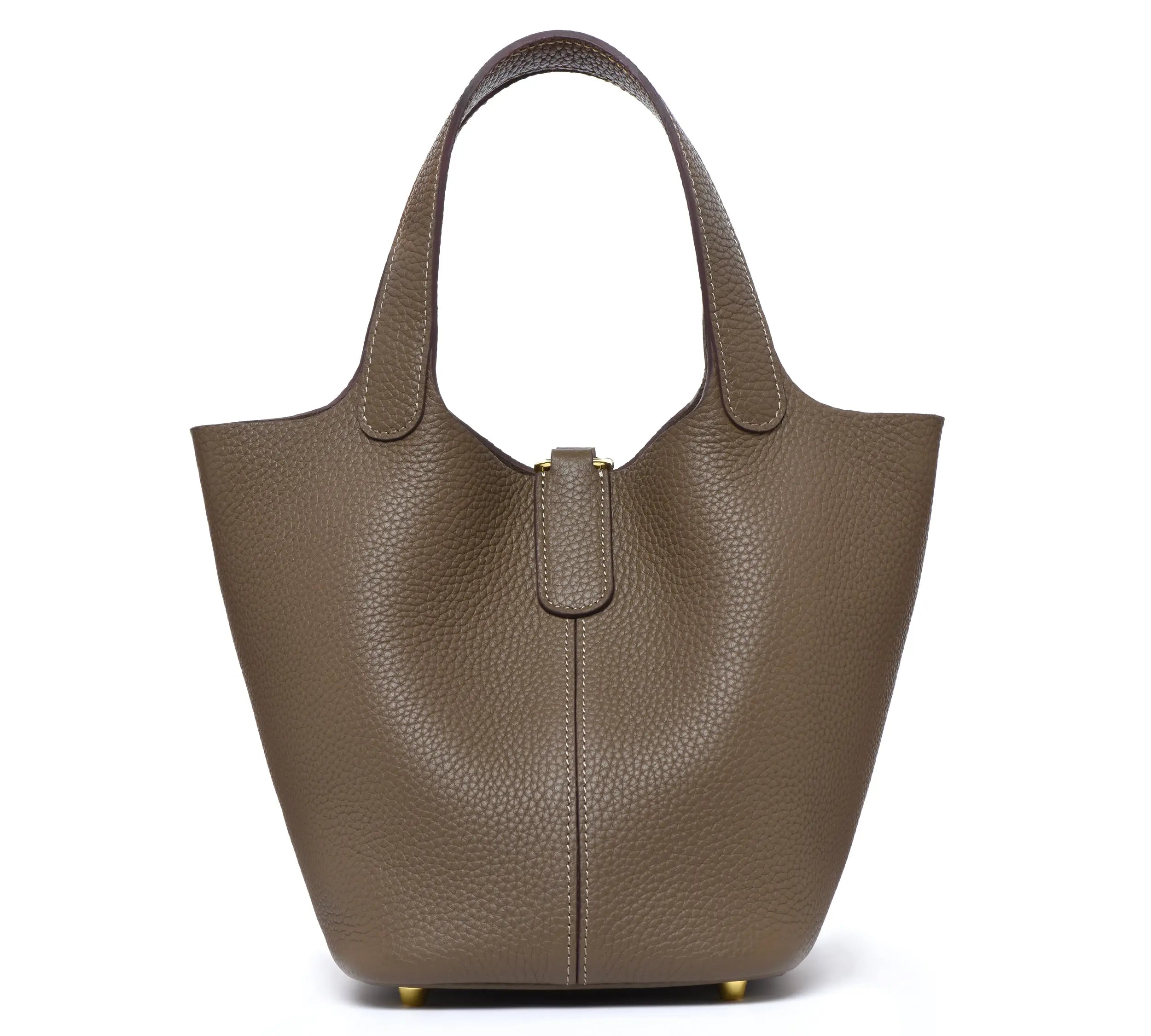 Josette - Versatile Bucket Bag - Grained Cowhide - Dark Taupe dressupyourpurse