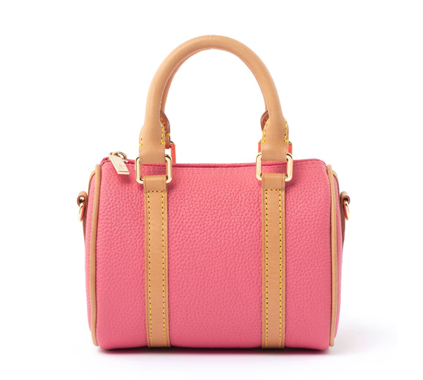 Summer Pink Togo and Honey Vachetta Leather - NANO Boston bag