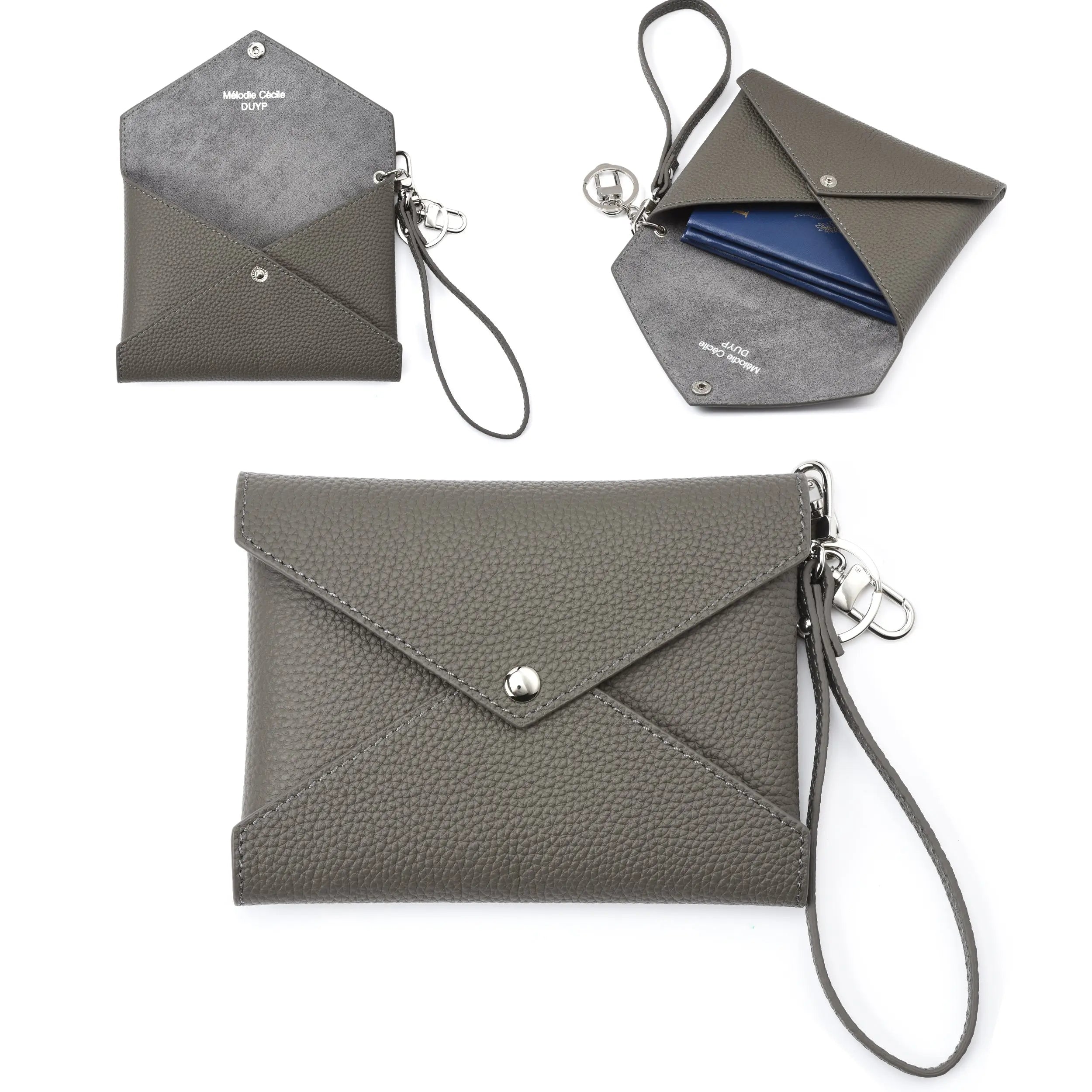 Togo Leather Medium Size Envelope - Passport holder Clutch dressupyourpurse