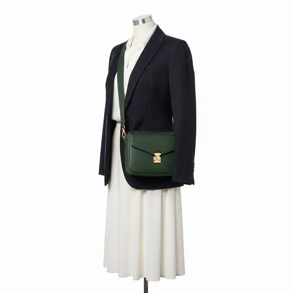 Pre Order - PARIS 15 - Togo Leather Satchel bag - Forest Green dressupyourpurse