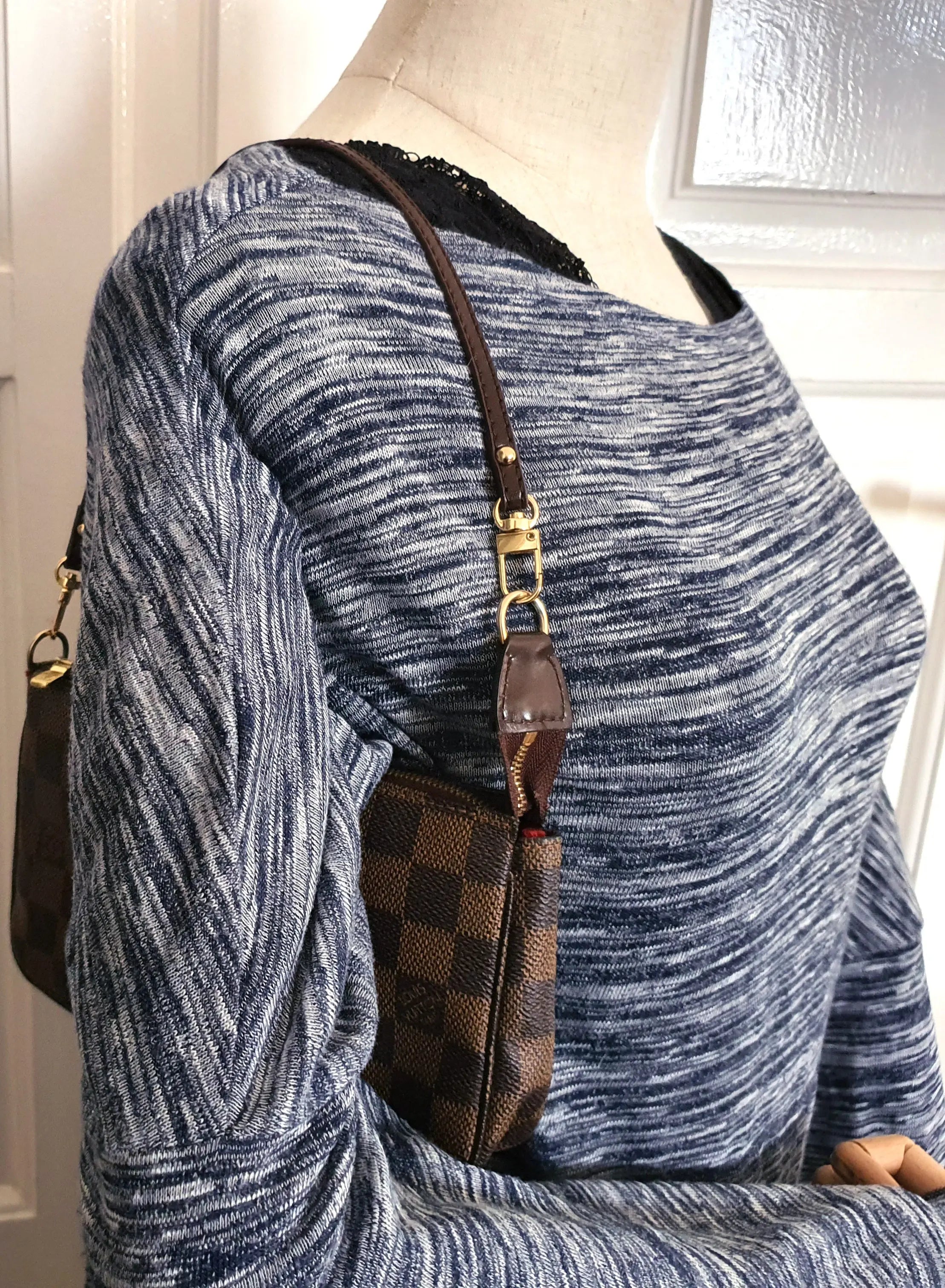 Ultra Thin 40cm Leather Short Strap replacement for Pochette Accessoires dressupyourpurse