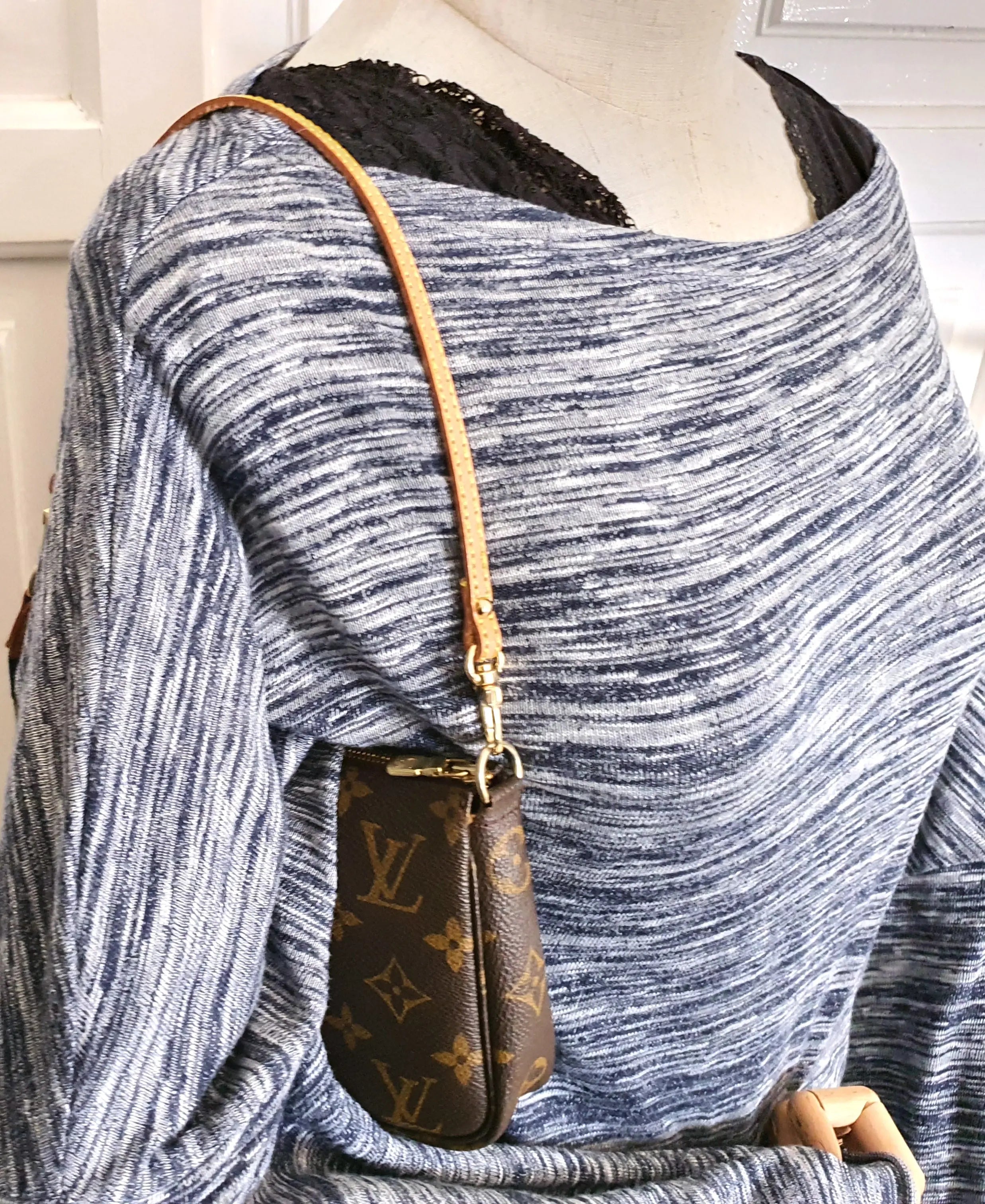 Ultra Thin 40cm Leather Short Strap replacement for Pochette Accessoires dressupyourpurse