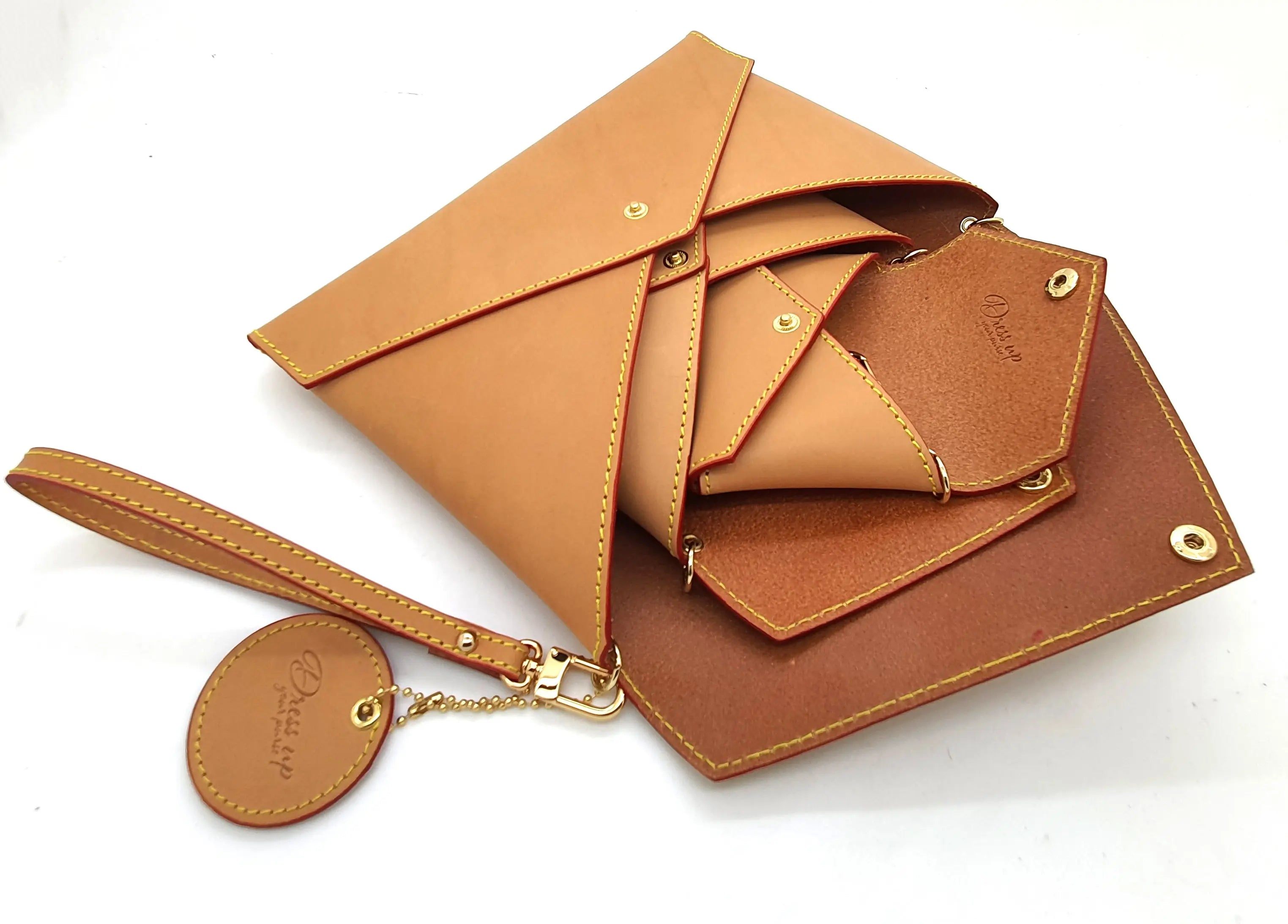 Honey Vachetta Leather - Envelope trio - Clutch Set dressupyourpurse