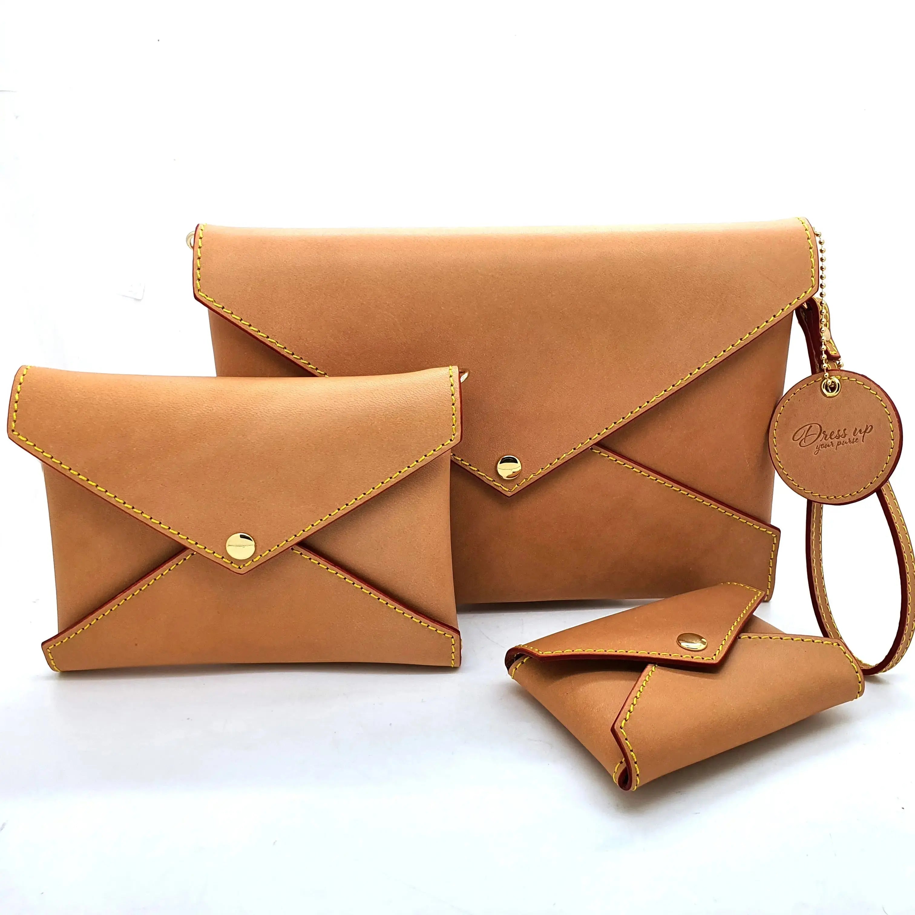Honey Vachetta Leather - Envelope trio - Clutch Set dressupyourpurse