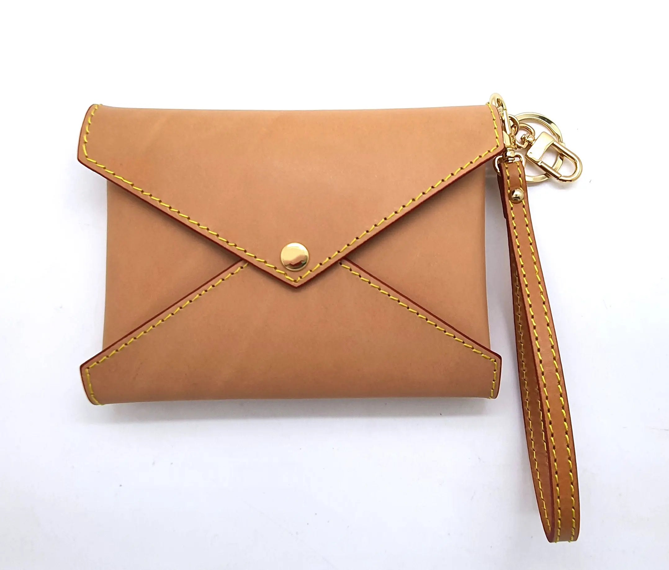 HONEY VACHETTA LEATHER MEDIUM SIZE ENVELOPE CLUTCH dressupyourpurse