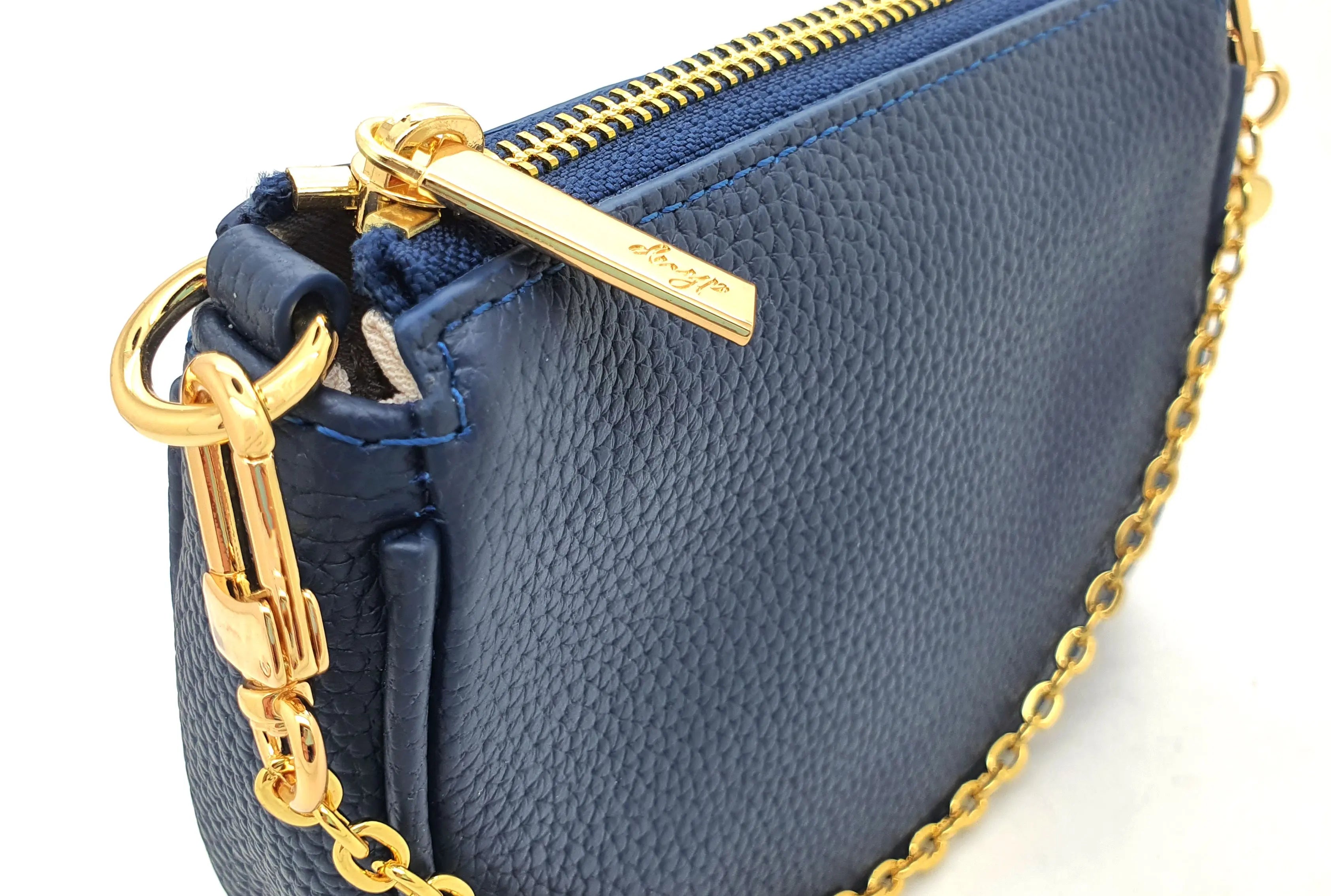 HCC X DUYP - Mini pochette - Navy Blue Grained Leather dressupyourpurse