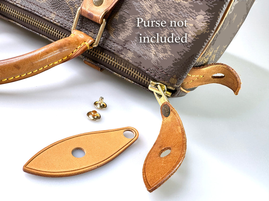 Real Natural Vachetta Leather Luxury Handbag Zipper Pull Replacement