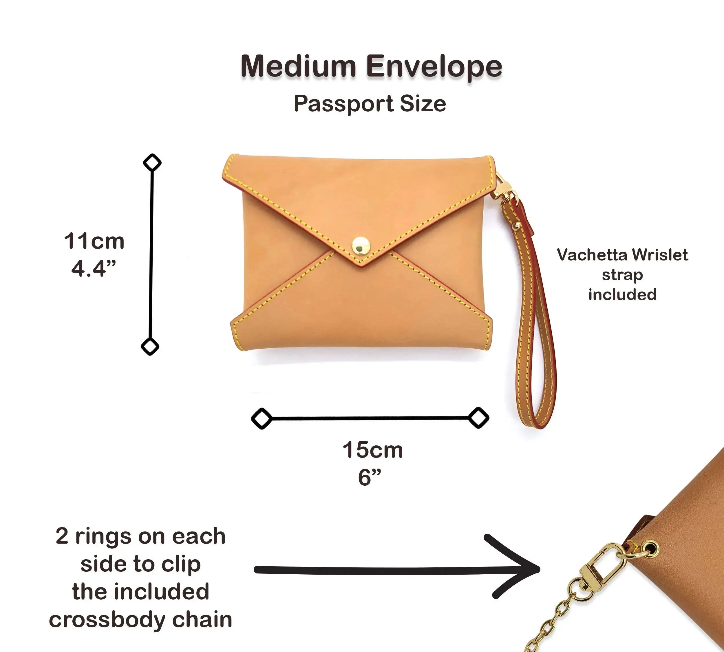 Honey Vachetta Leather - Envelope trio - Clutch Set dressupyourpurse