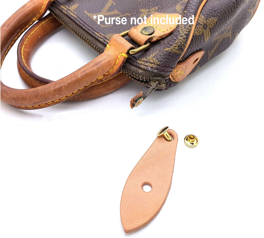 2 Pieces - Vintage Leather Zipper Pull available in several styles, with  stitching, rivets or plain